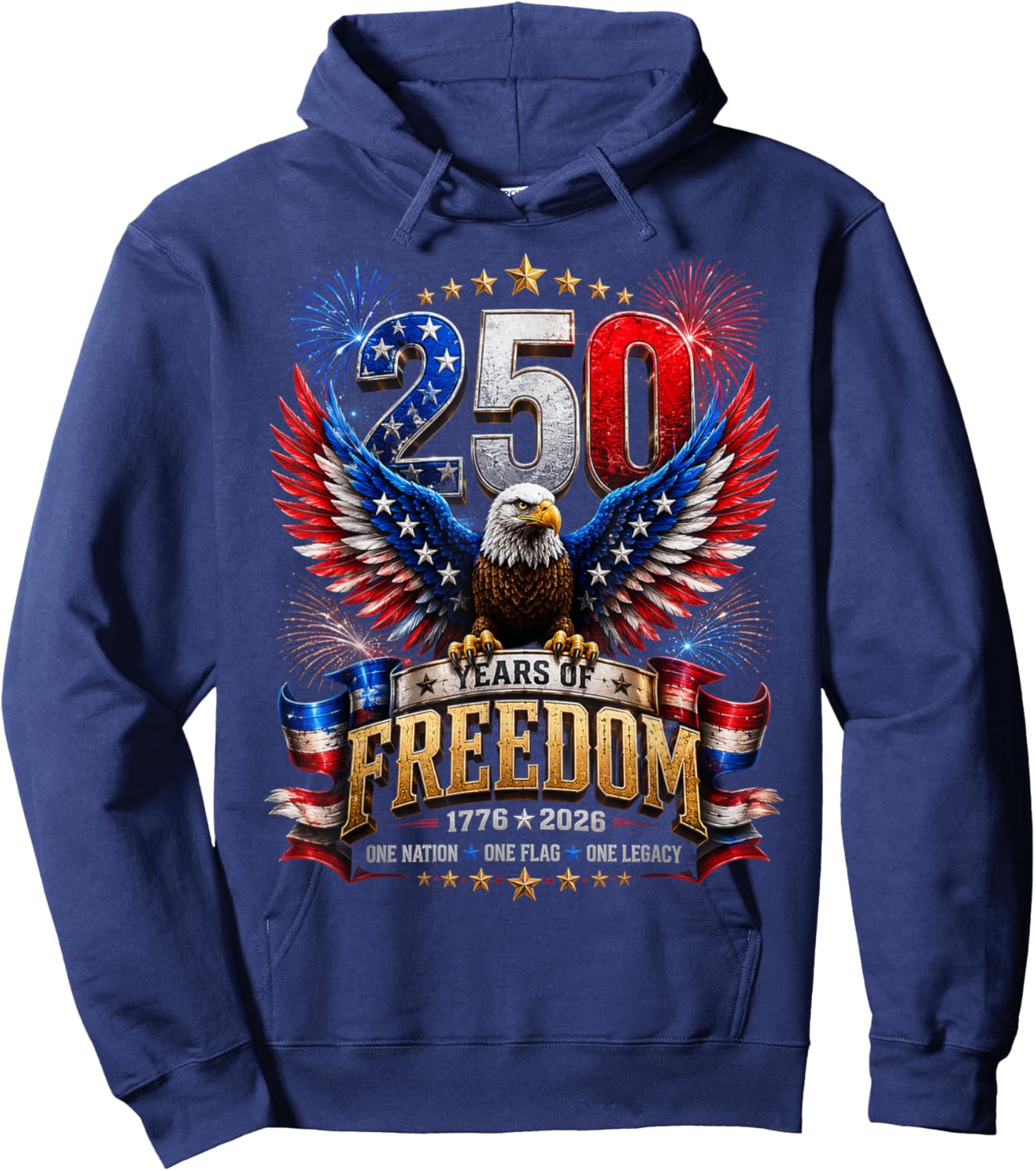 250 Years American 250th Anniversary Patriotic USA 4th July Hoodie - Hoodie | Navy
