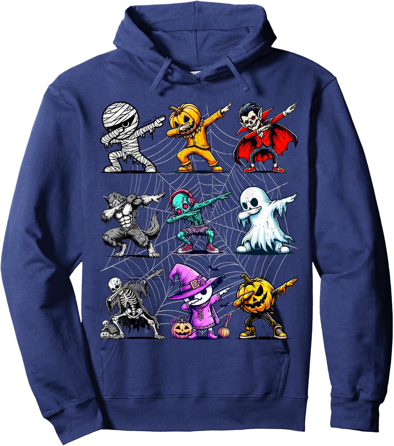 Dabbing Halloween Skeleton Zombie Ghost Pumpkin Mummy Hoodie - Hoodie | Navy