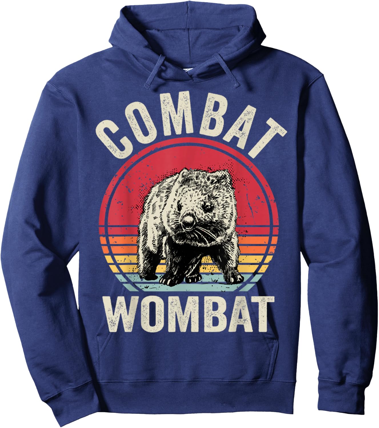Wombat Retro Combat Wombat Funny Hoodie - Hoodie | Navy