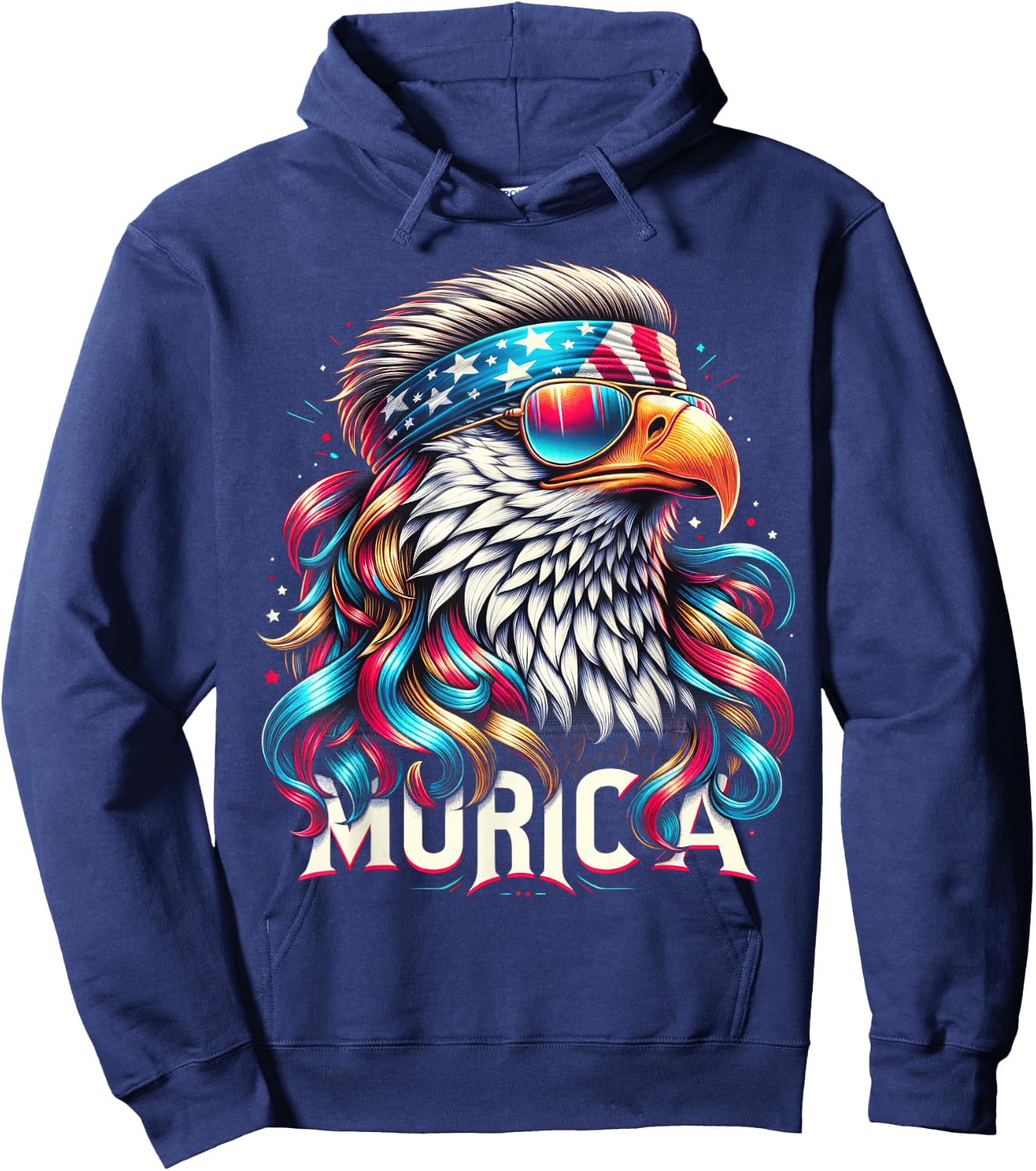 4th of July Patriotic Funny Eagle July 4th USA Murica Kids Men Hoodie - Hoodie | Navy