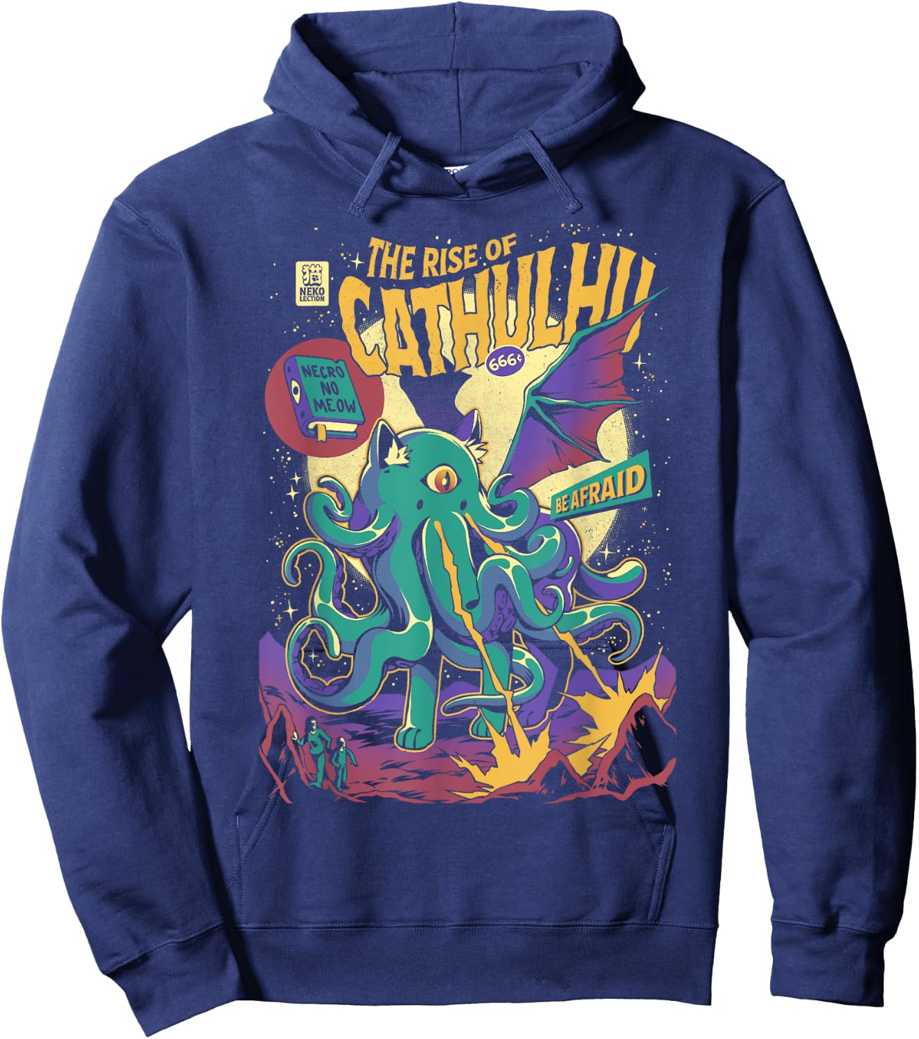 Rise Of Cathulhu Creepy Kitten Cthulhu Halloween Cat Hoodie - Hoodie | Navy
