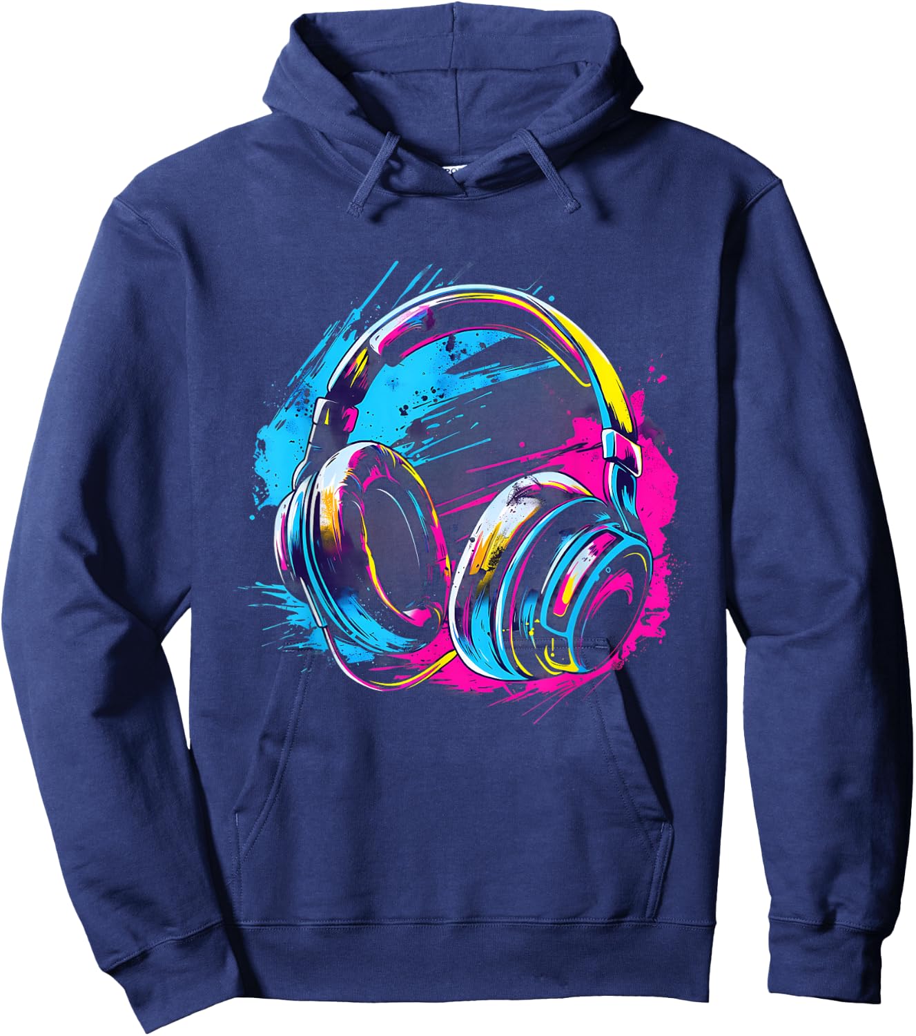 Headphones Music DJ EDM Music Headphones Music Lover Splash Hoodie - Hoodie | Navy