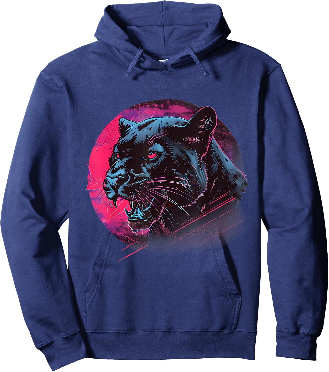 Panther Wildlife Portrait Colourful Nature Panther Lover Hoodie - Hoodie | Navy