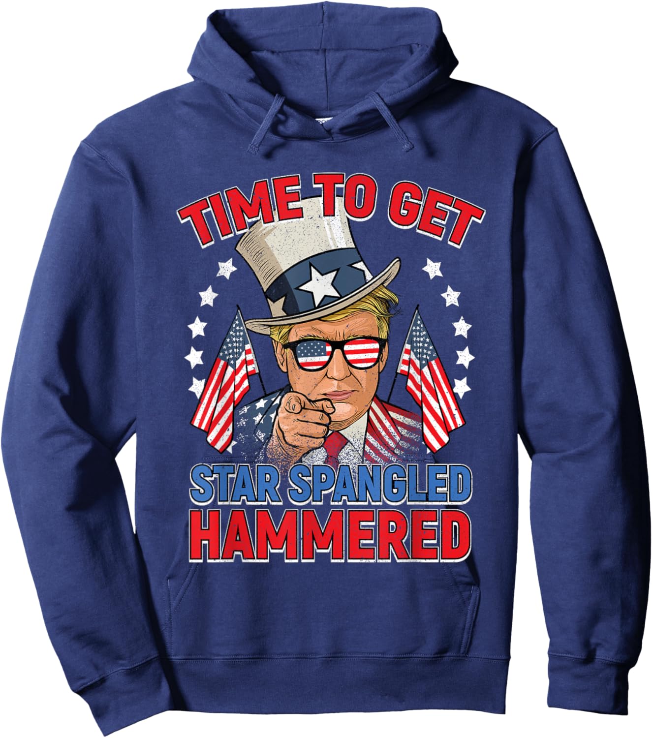 Trump 4th Of July Shirt Star Spangled Hammered Drinking Hoodie - Hoodie | Navy