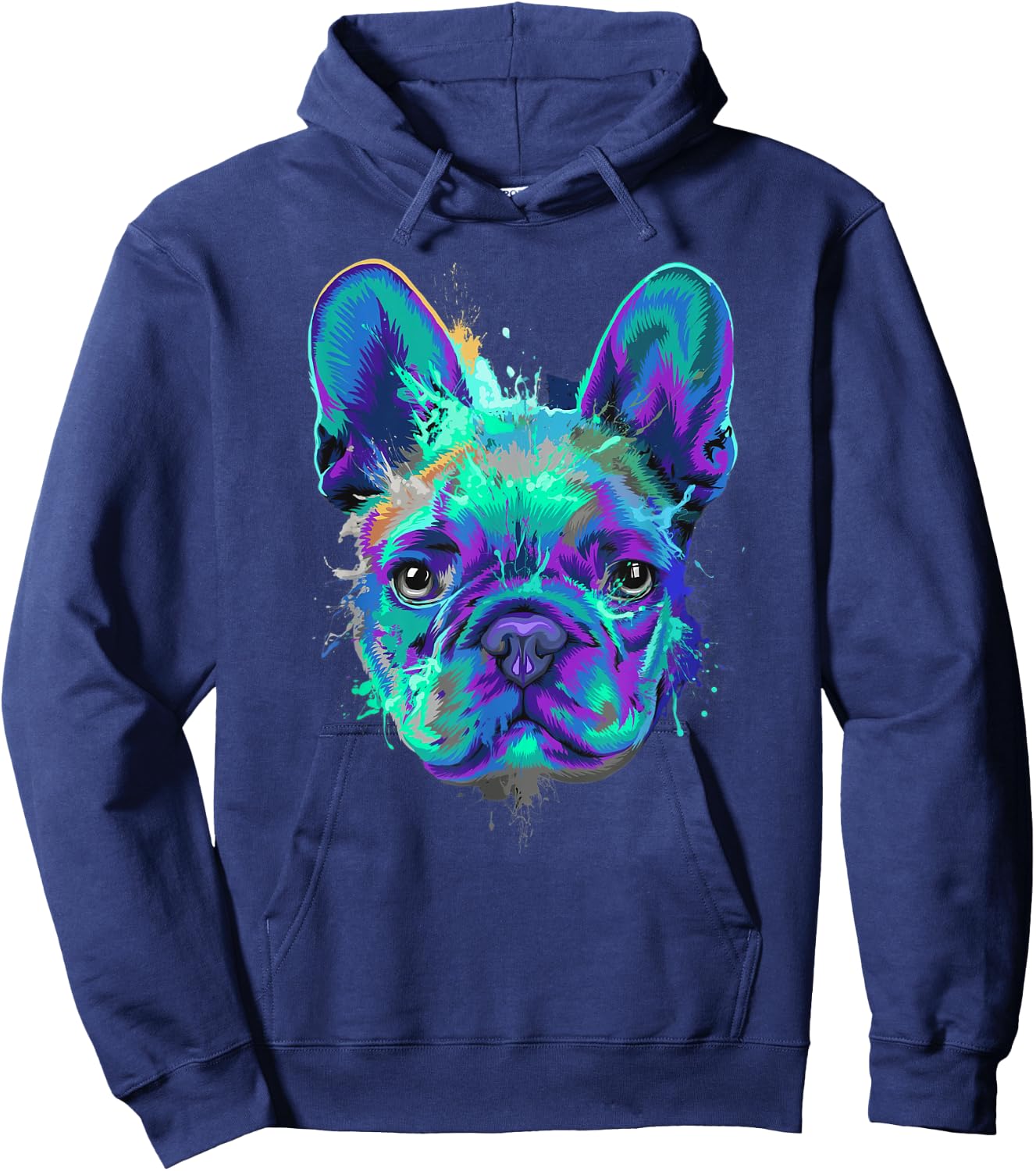 Frenchie Bulldog French Dog Face Colorful Pop Art Style Cool Men Women Kids Hoodie - Hoodie | Navy