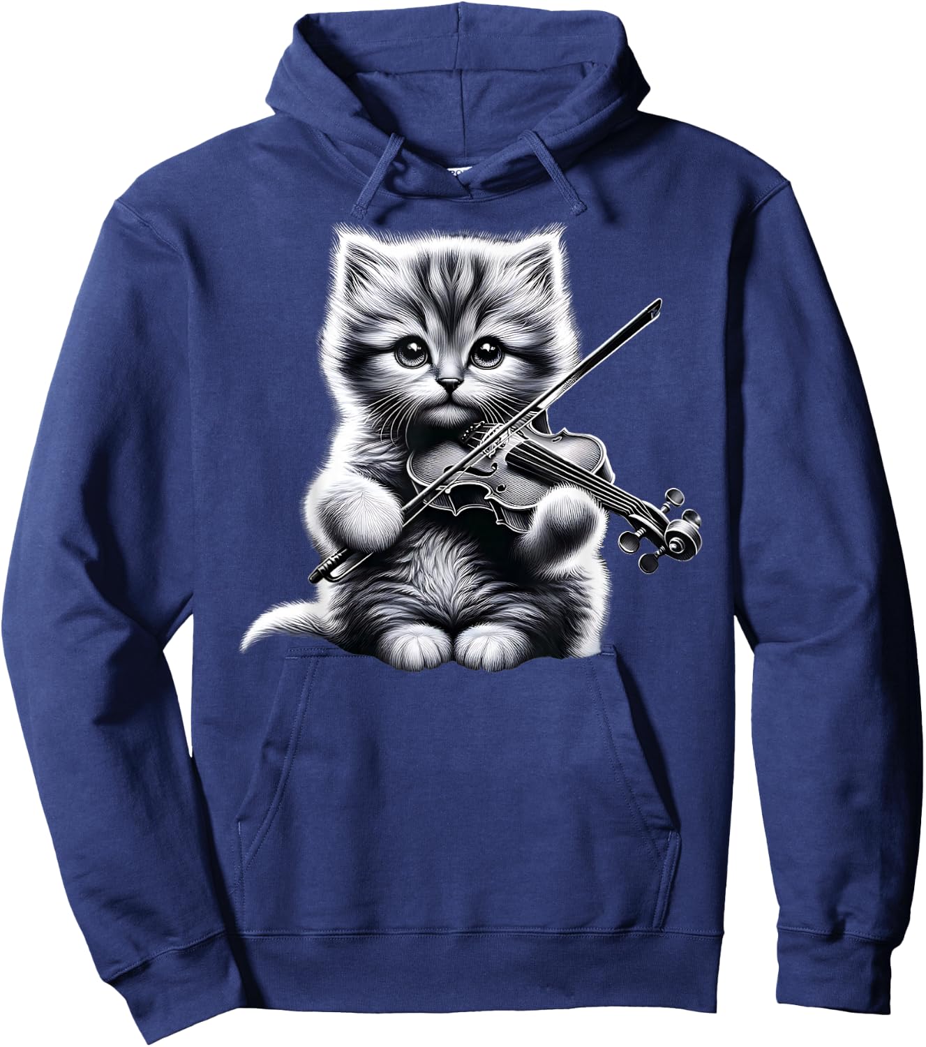 Funny Orchestra Musician Violinist Cute Cat Playing Violin Hoodie - Hoodie | Navy
