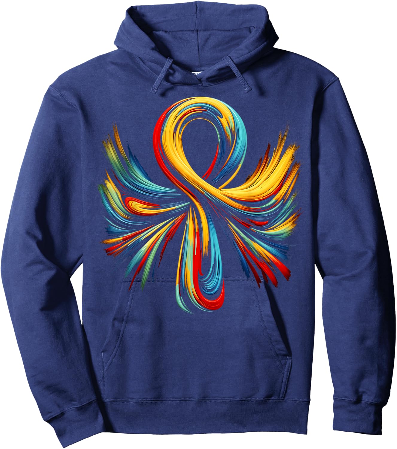 Cool Egypt Ankh Key of Life Symbol In Abstract Art Style Hoodie - Hoodie | Navy