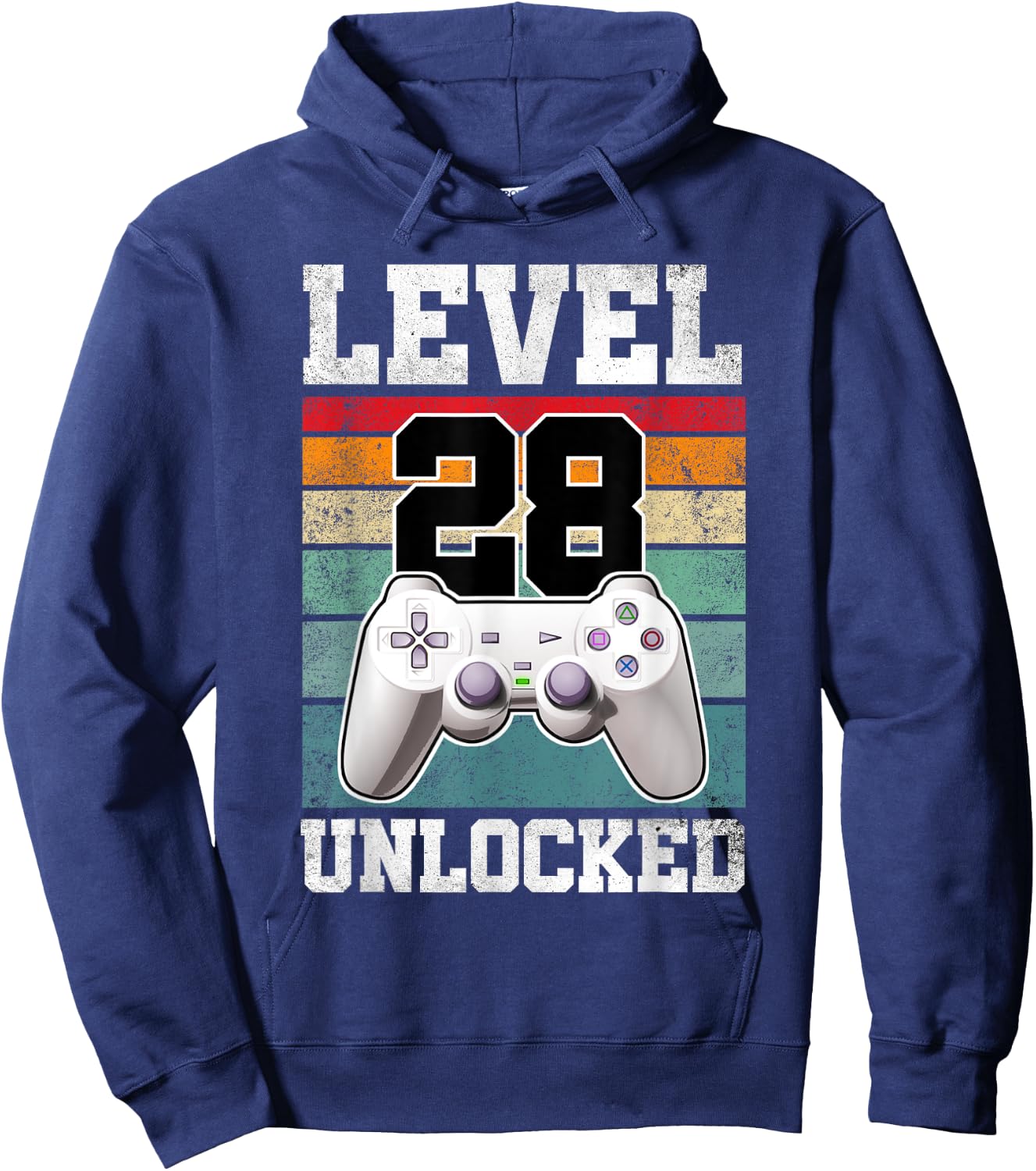 28 Year Old Gaming Level 28 Unlocked Gamers 28th Birthday Hoodie - Hoodie | Navy