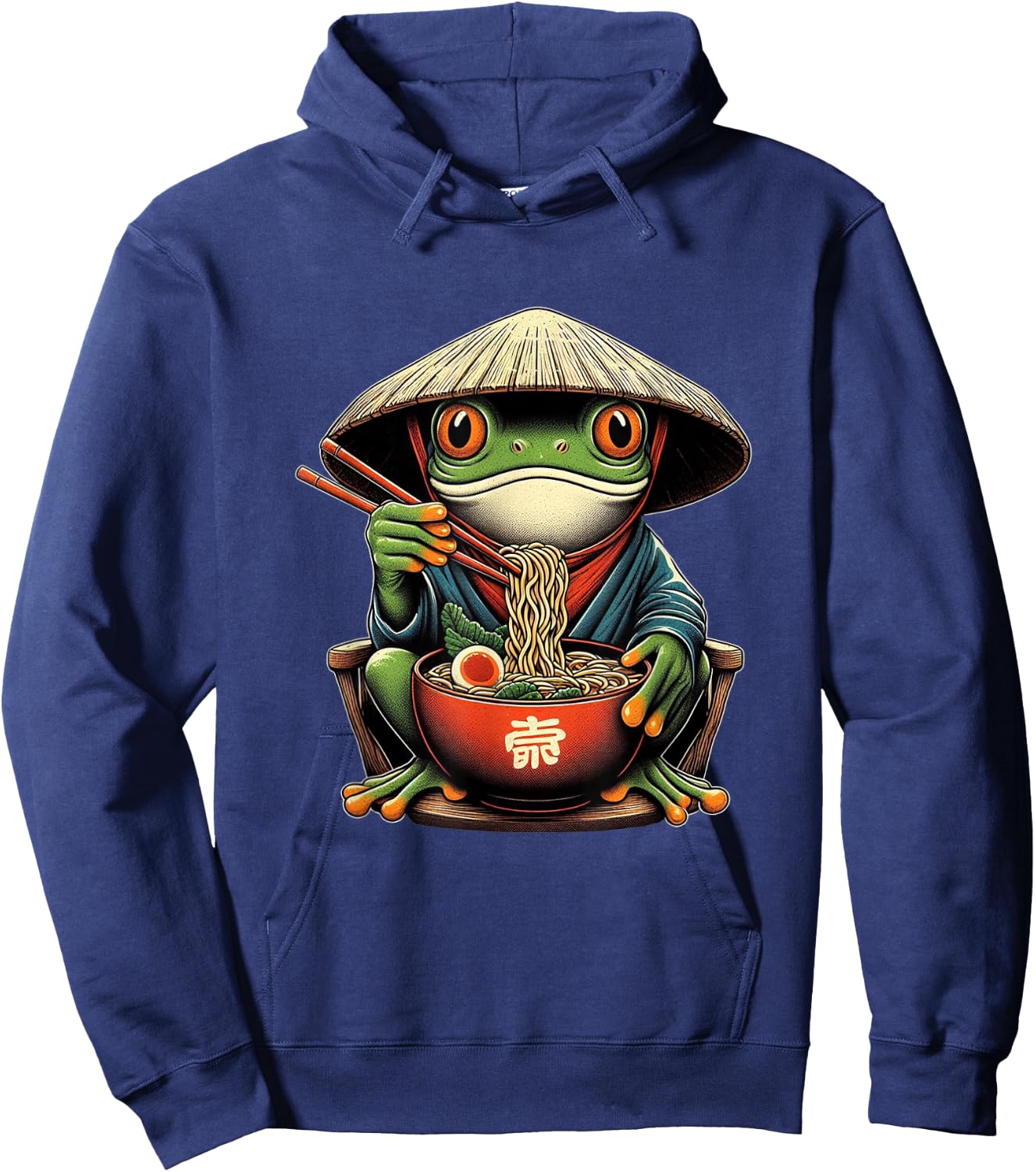 Frog Eating Ramen Kawaii Neko Japanese Noodles Anime Lovers Hoodie - Hoodie | Navy