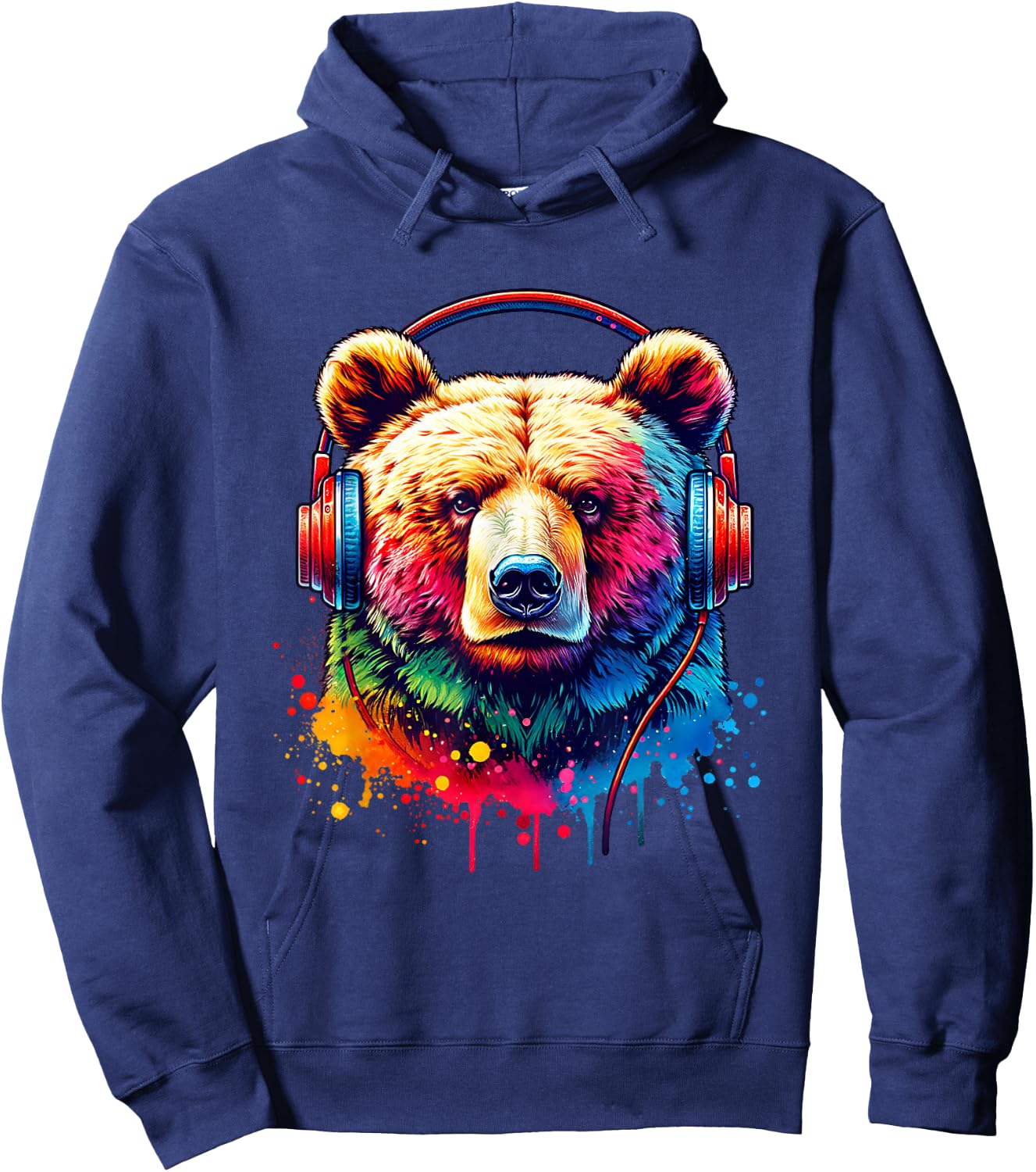 Bear With Headphones Hoodie - Hoodie | Navy