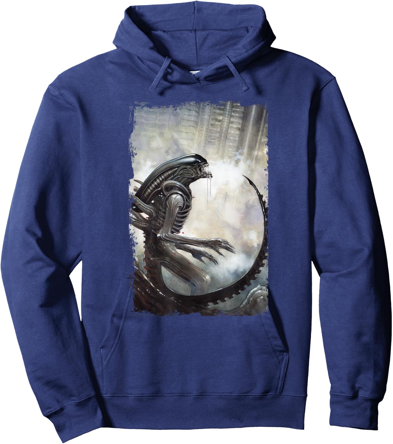 Aliens Iconic Dangerous Xenomorph Big Chest Retro Poster Hoodie - Hoodie | Navy