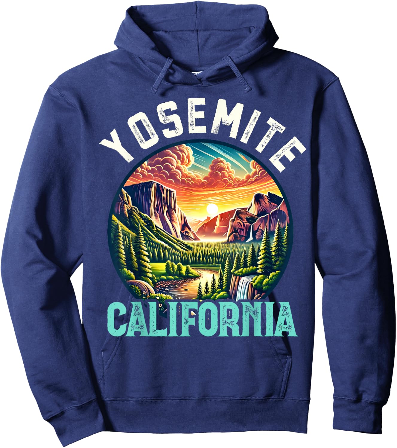 Yosemite California Hiking Vintage Souvenir, Men Women Kids Hoodie - Hoodie | Navy