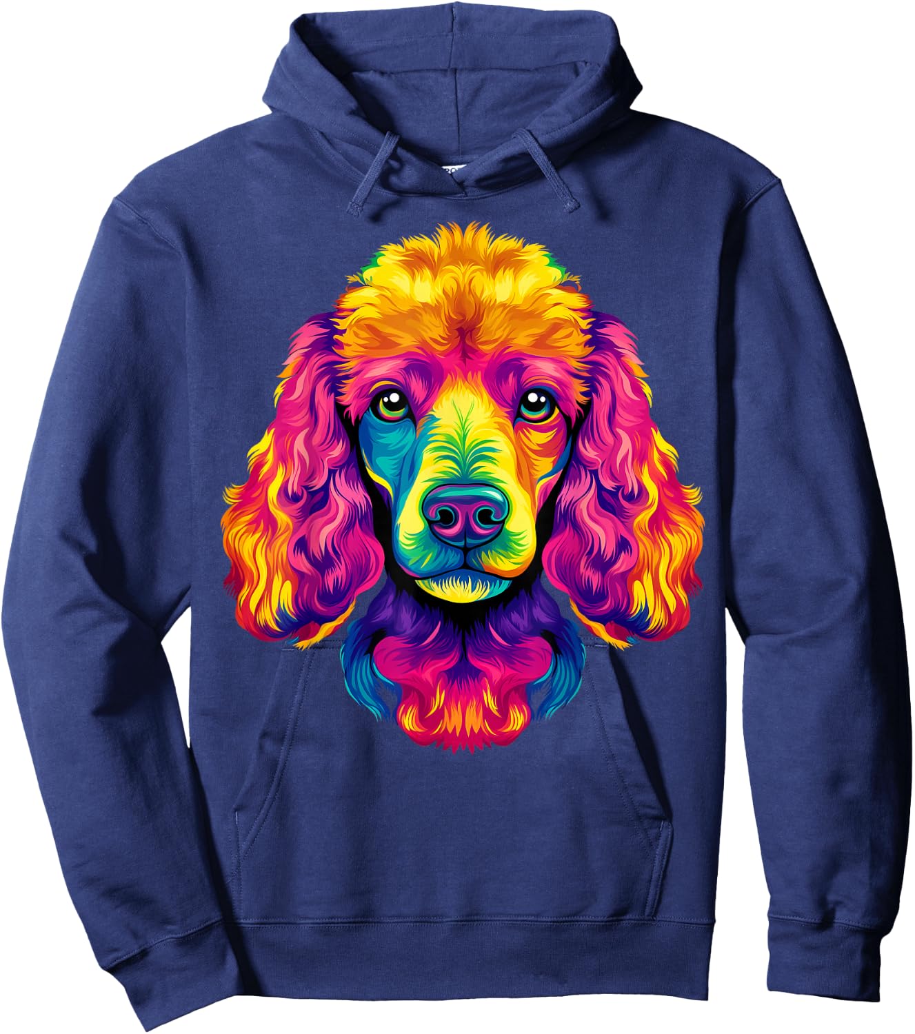 Colorful Poodle Face Cute Rainbow Dog Lover Men Women Black Hoodie - Hoodie | Navy