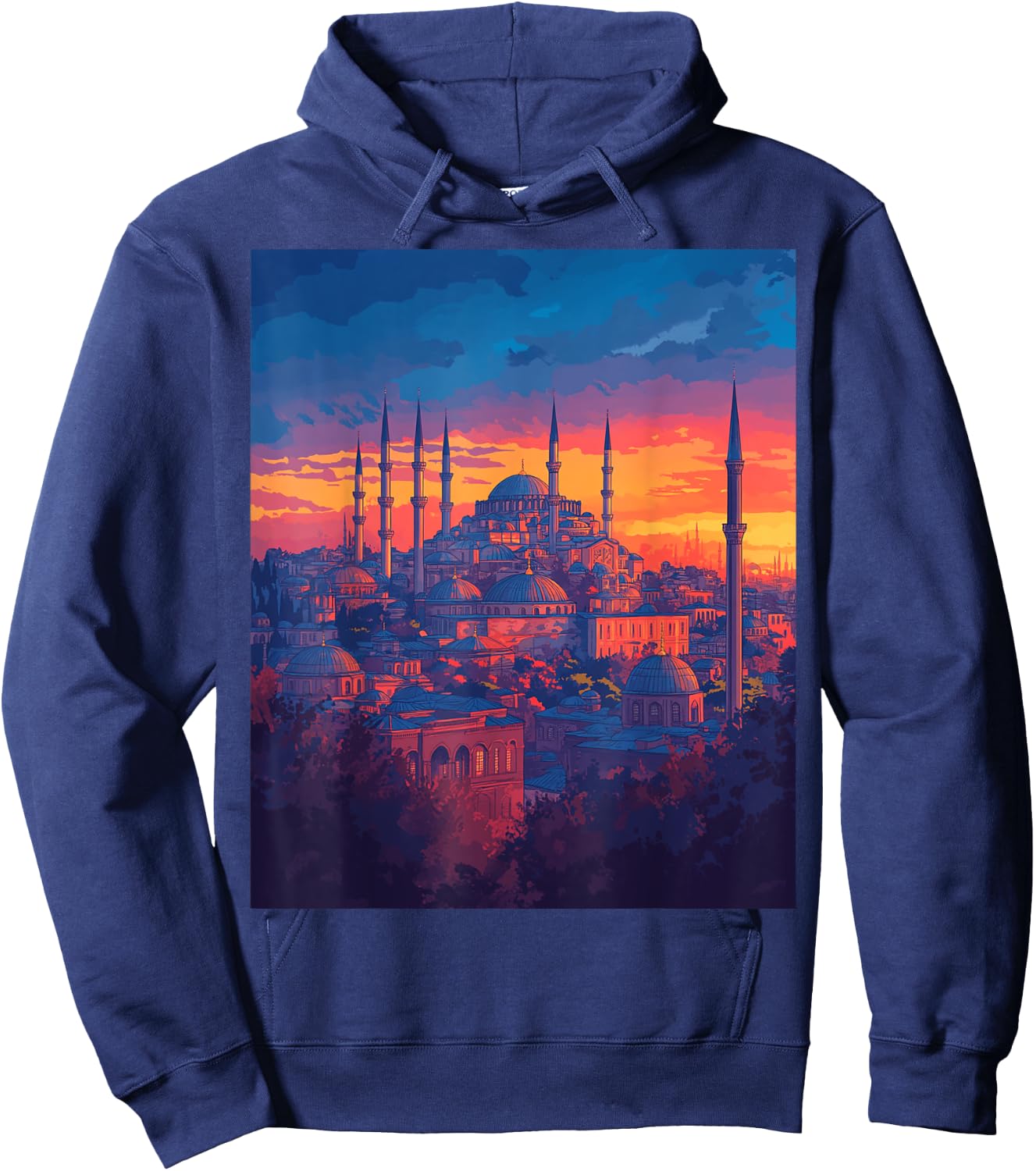 Istanbul Skyline With Historical Architecture Hoodie - Hoodie | Navy
