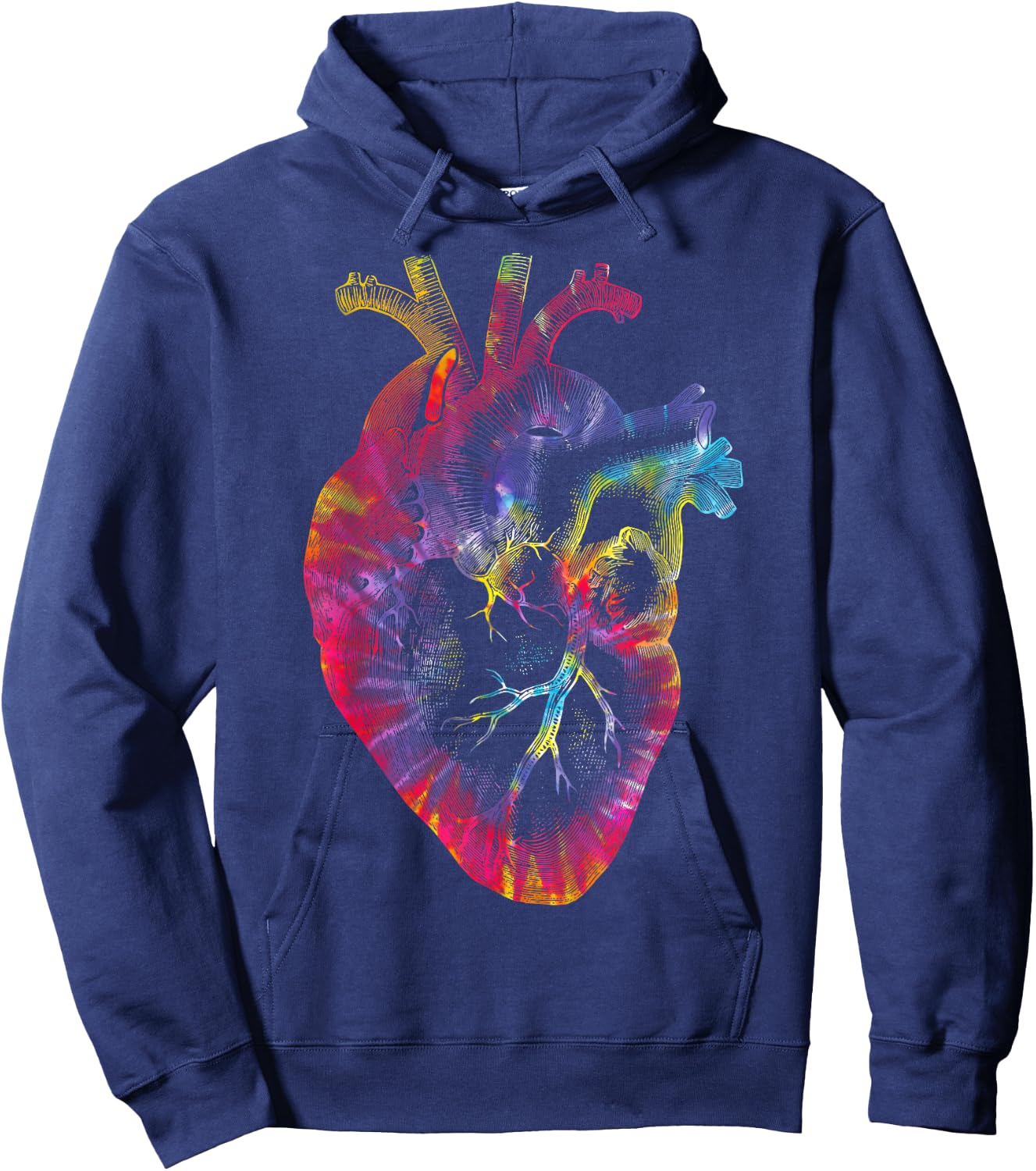 Tie Dye Anatomical Heart Valentines Day Anatomy Love Science Hoodie - Hoodie | Navy