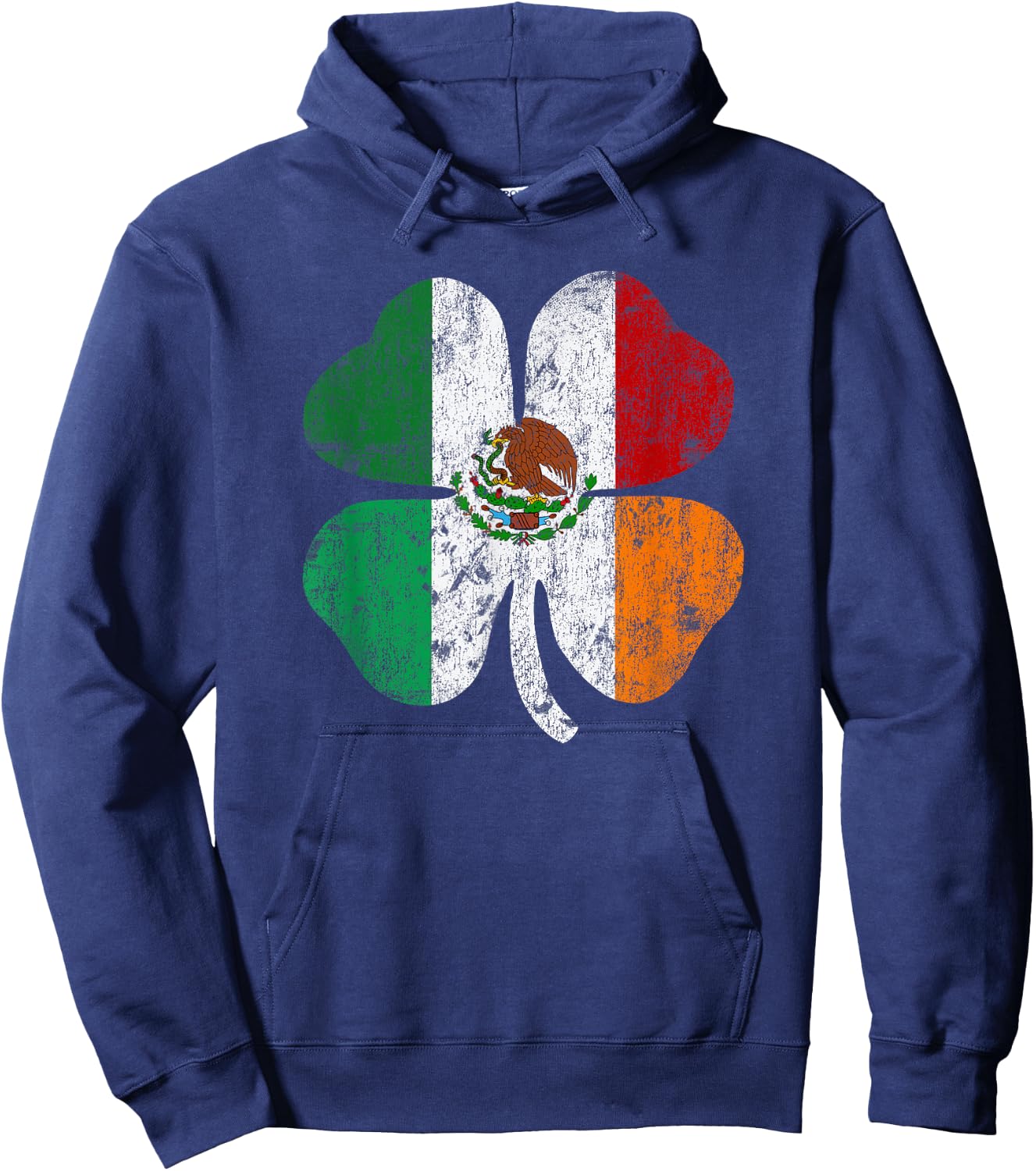 Mexican Irish Mexico Ireland St Patricks Shamrock Flag Hoodie - Hoodie | Navy