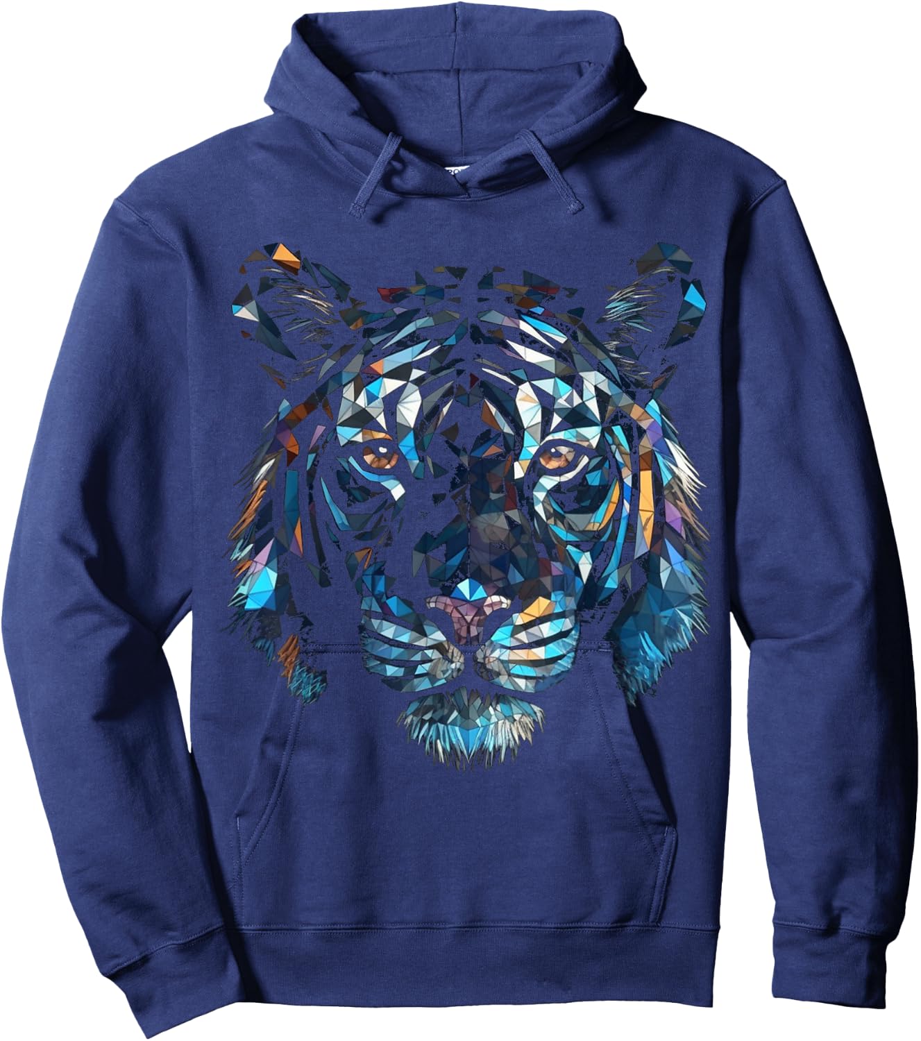Tiger Polygon Artwork - Colourful Animal Art Tiger Hoodie - Hoodie | Navy