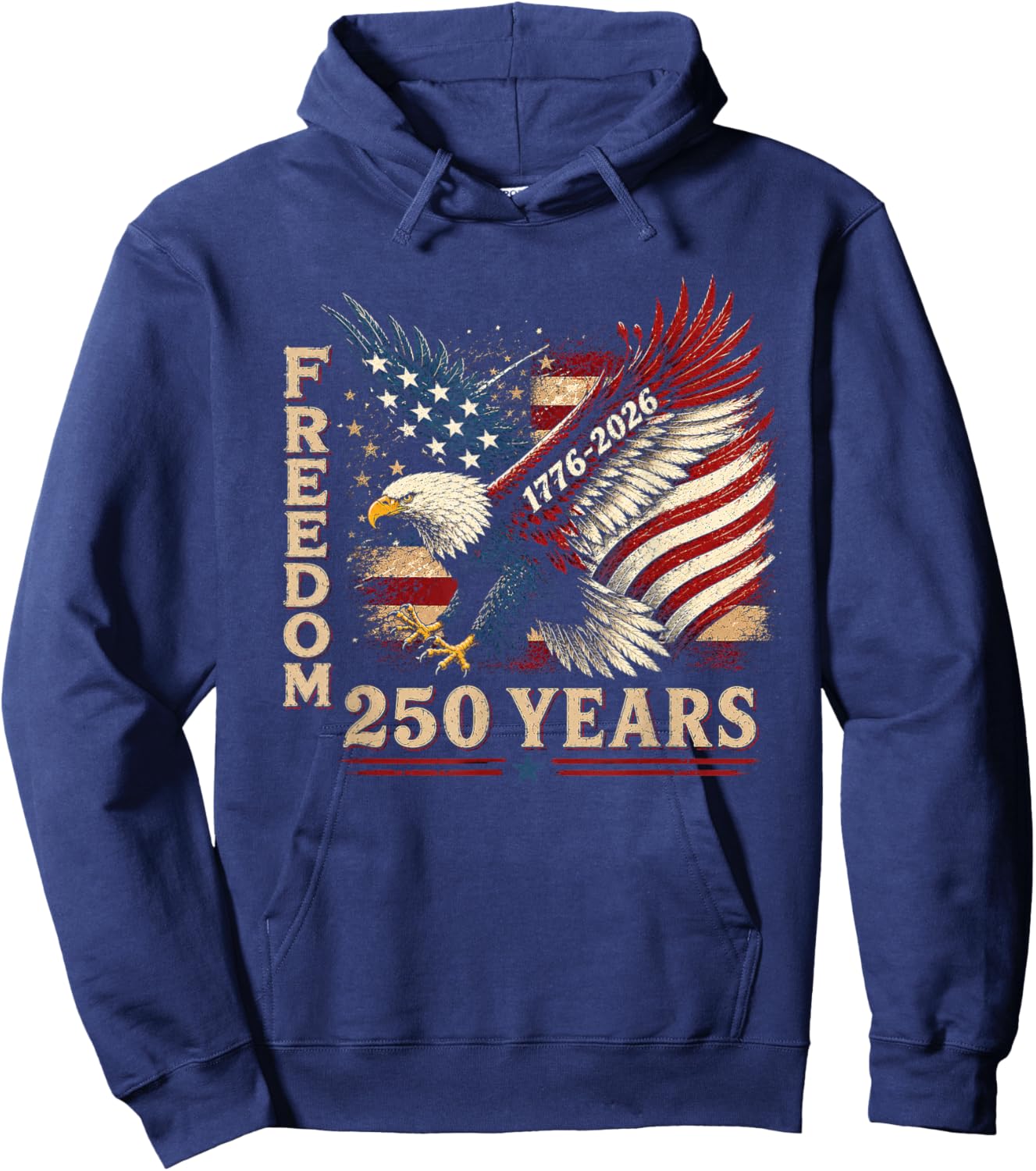 250 Years 1776 2026 Birthday Eagle USA Flag 4th of July Men Hoodie - Hoodie | Navy