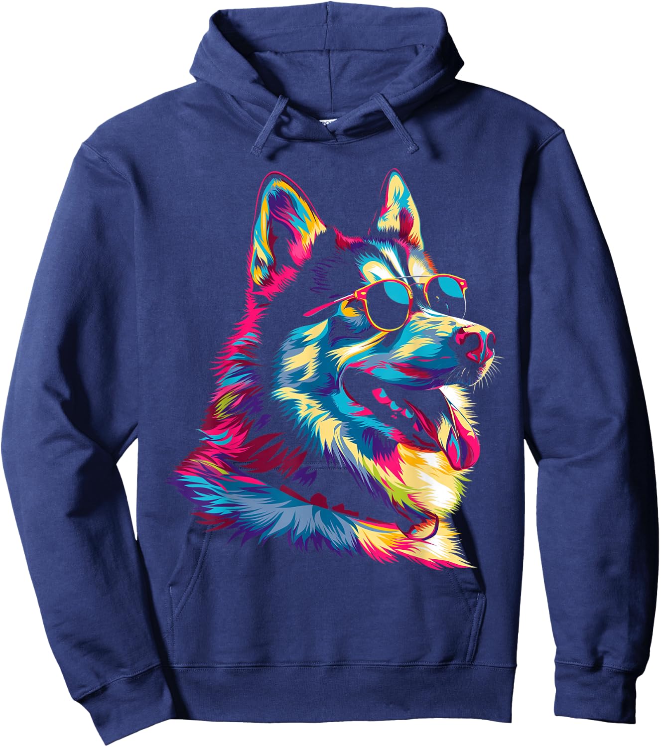 Siberian Husky Dog Sunglasses Popart Hoodie - Hoodie | Navy