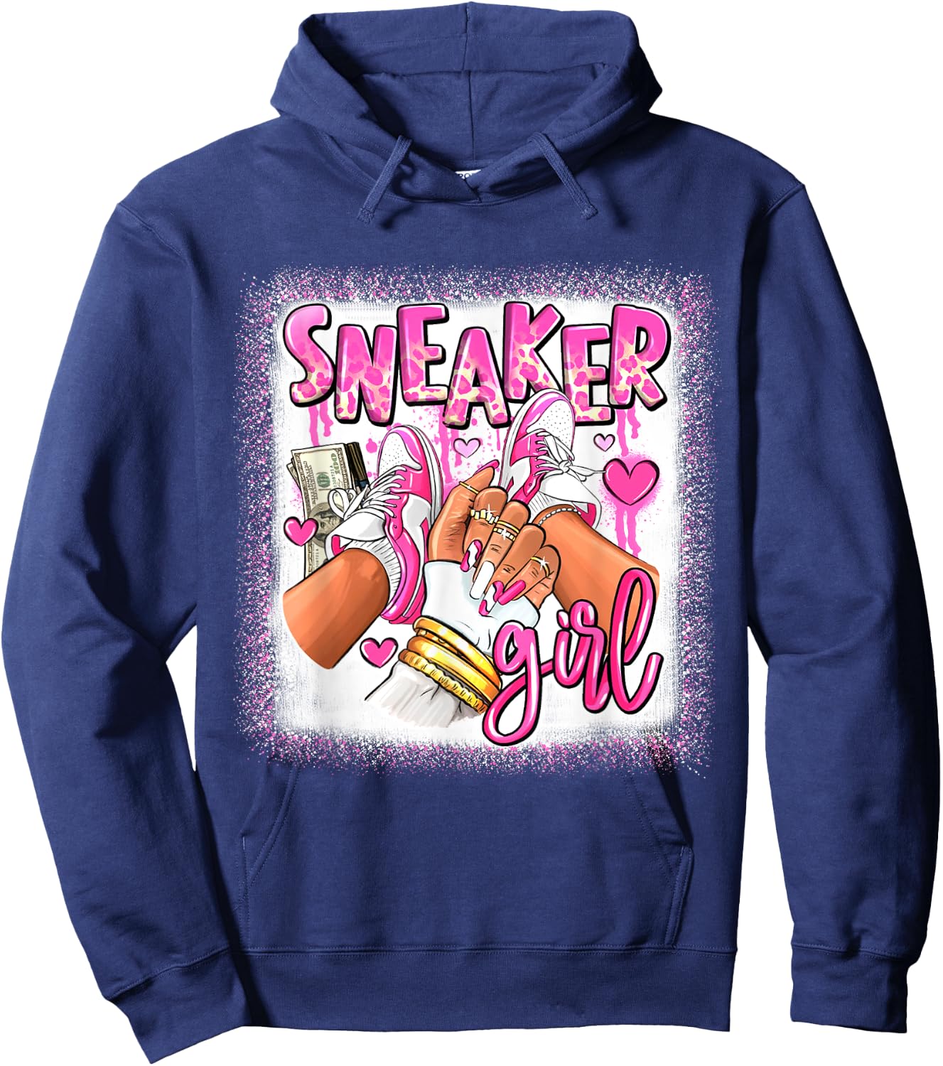 Women Pink And White Sneaker Girl, Funny Sneaker Girl Life Hoodie - Hoodie | Navy