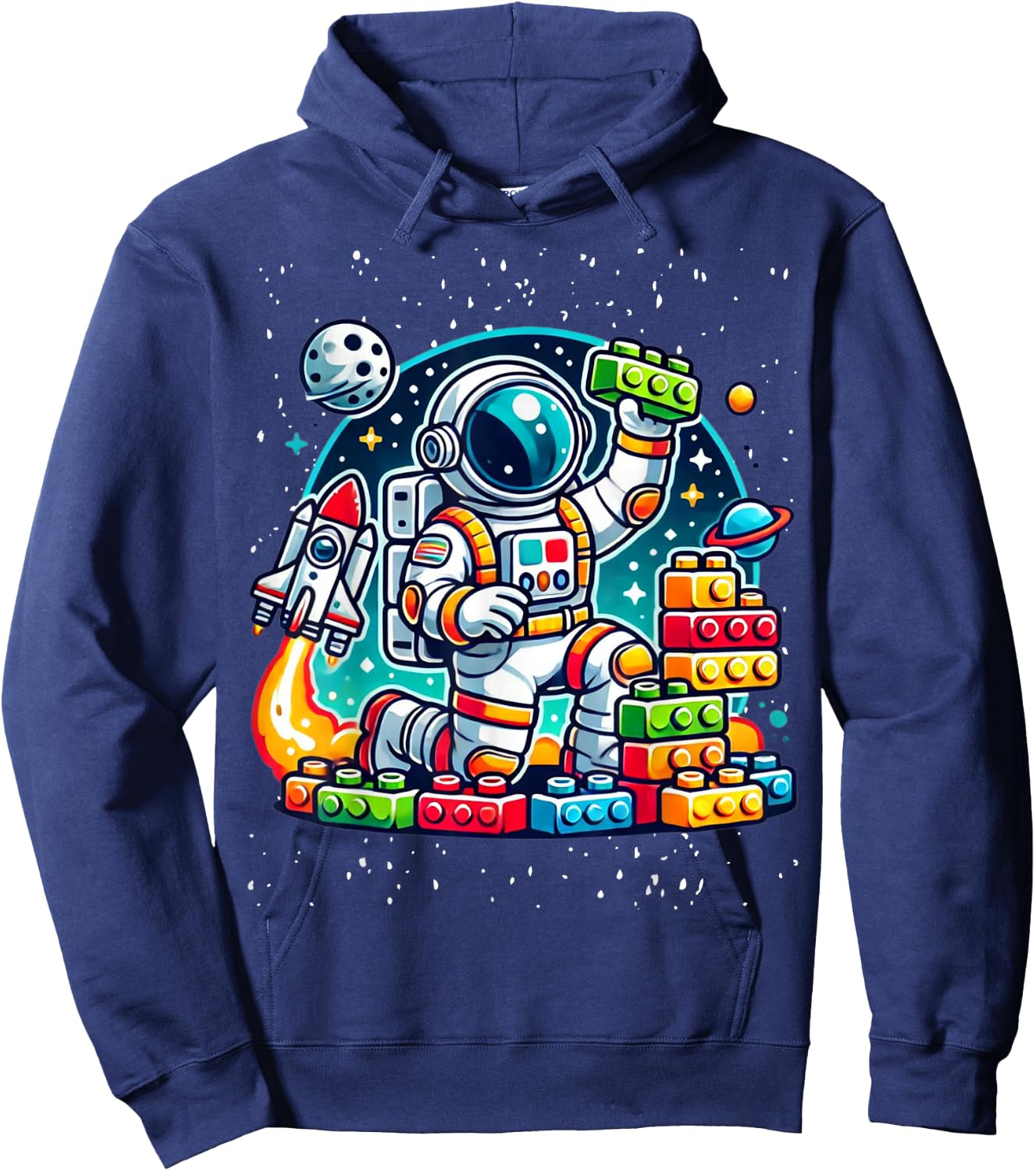Master Builder Space Astronaut Building Blocks Bricks Boys Hoodie - Hoodie | Navy