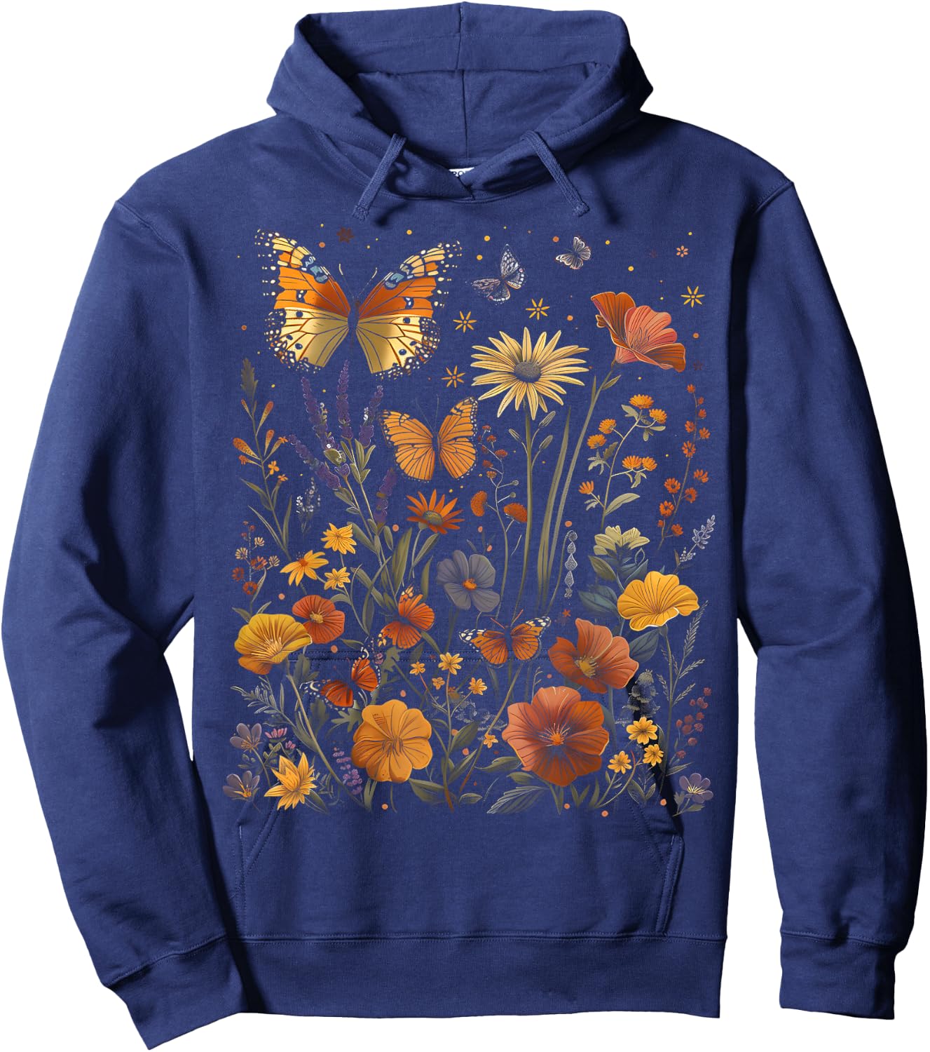 Pollinator Garden Design Wildlife Flowers Native Plants Hoodie - Hoodie | Navy