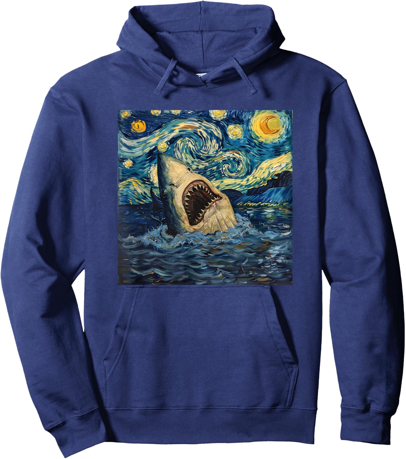 Van Gogh Shark Starry Night Funny Women & Men Hoodie - Hoodie | Navy