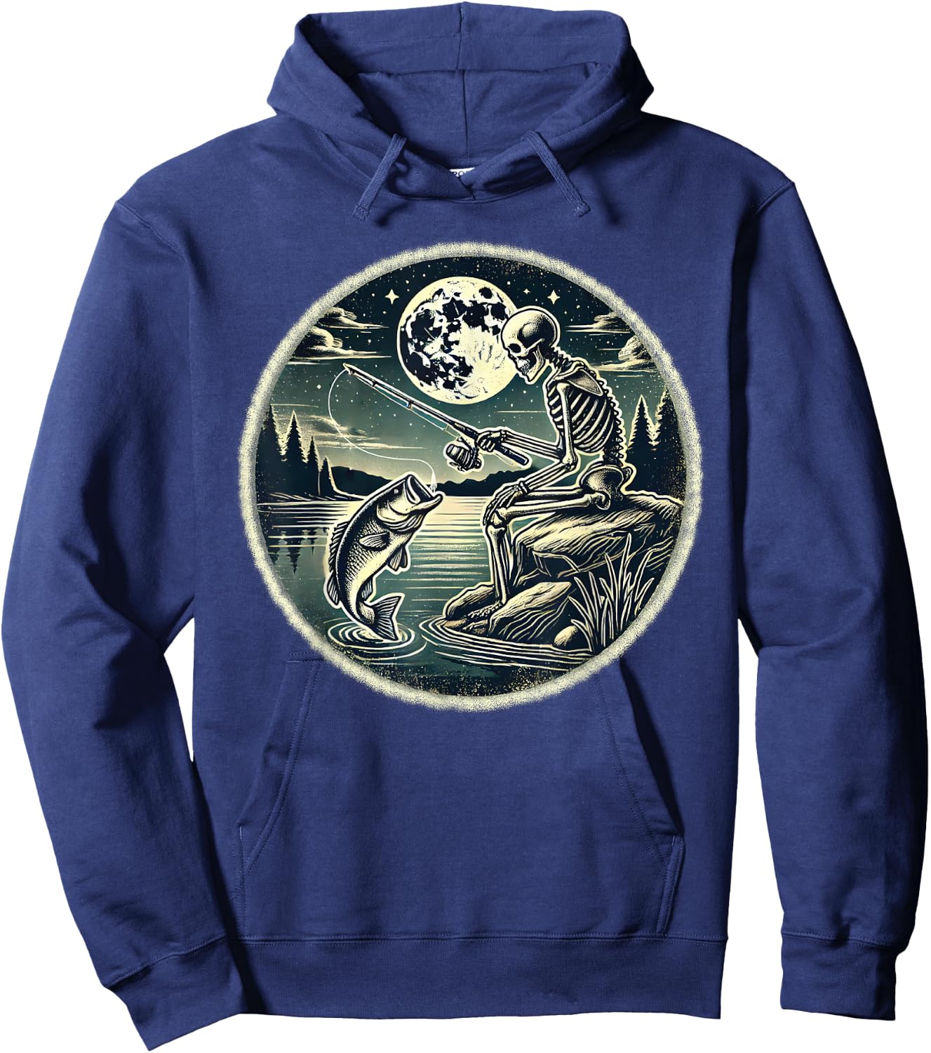Halloween Skeleton Fishing Costume Fisherman Men Boys Kids Hoodie - Hoodie | Navy