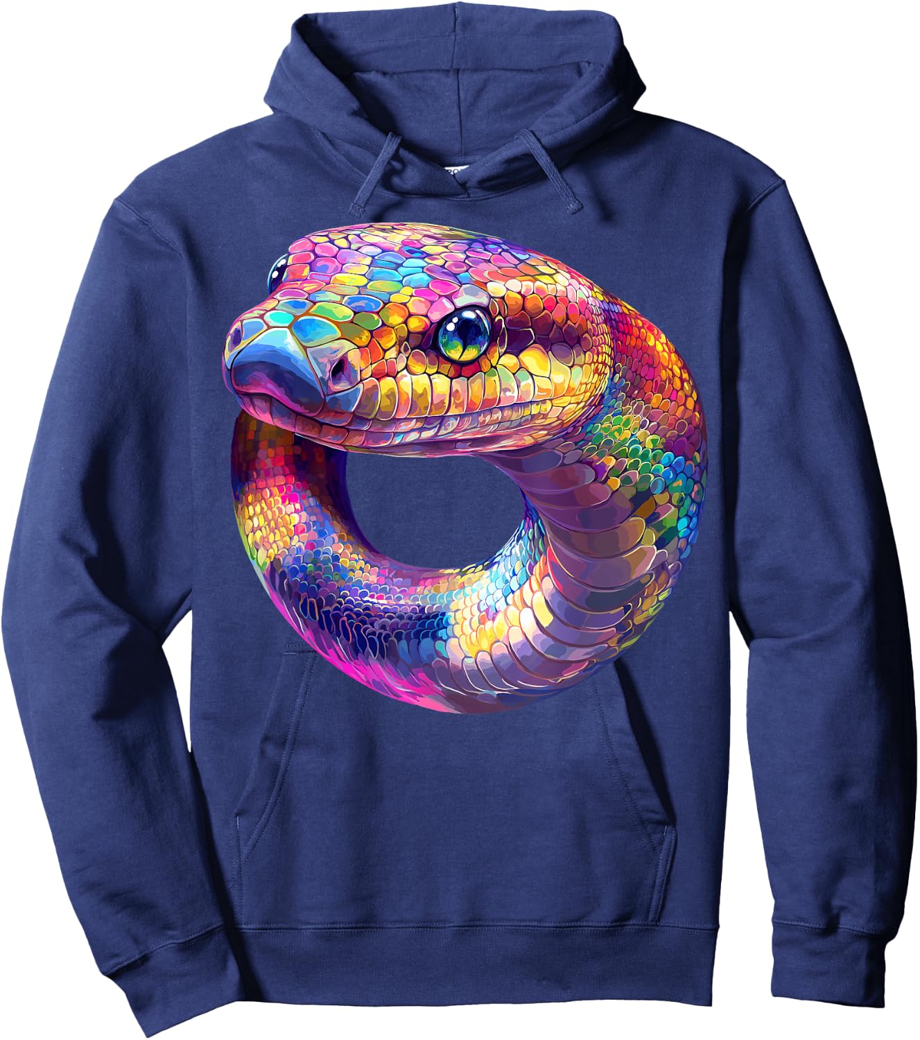 Colorful Anaconda Snake Face Animal Lover Men Women Black Hoodie - Hoodie | Navy