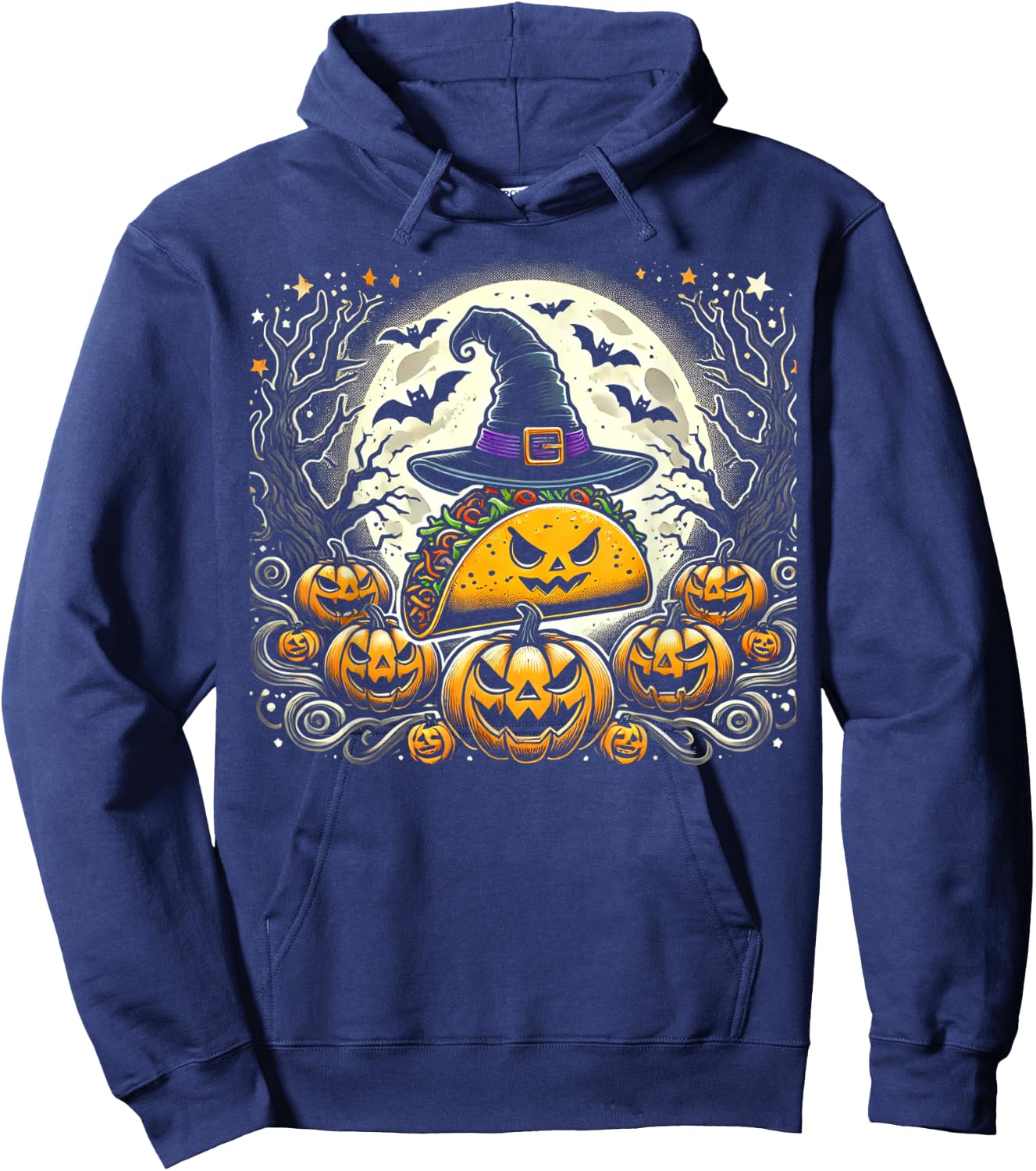 Taco Witch Halloween - Spooky Pumpkin Art Hoodie - Hoodie | Navy