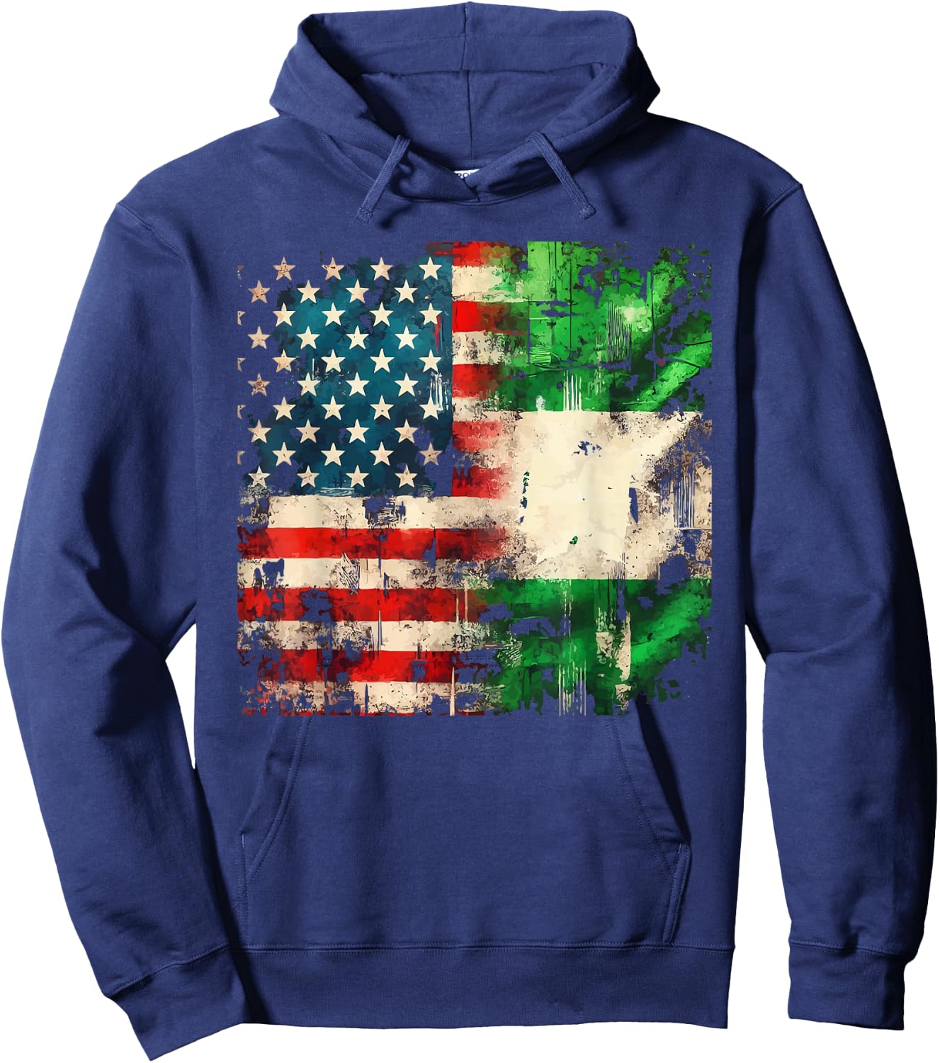 Half Nigerian Half American USA Flag Nigeria America Hoodie - Hoodie | Navy