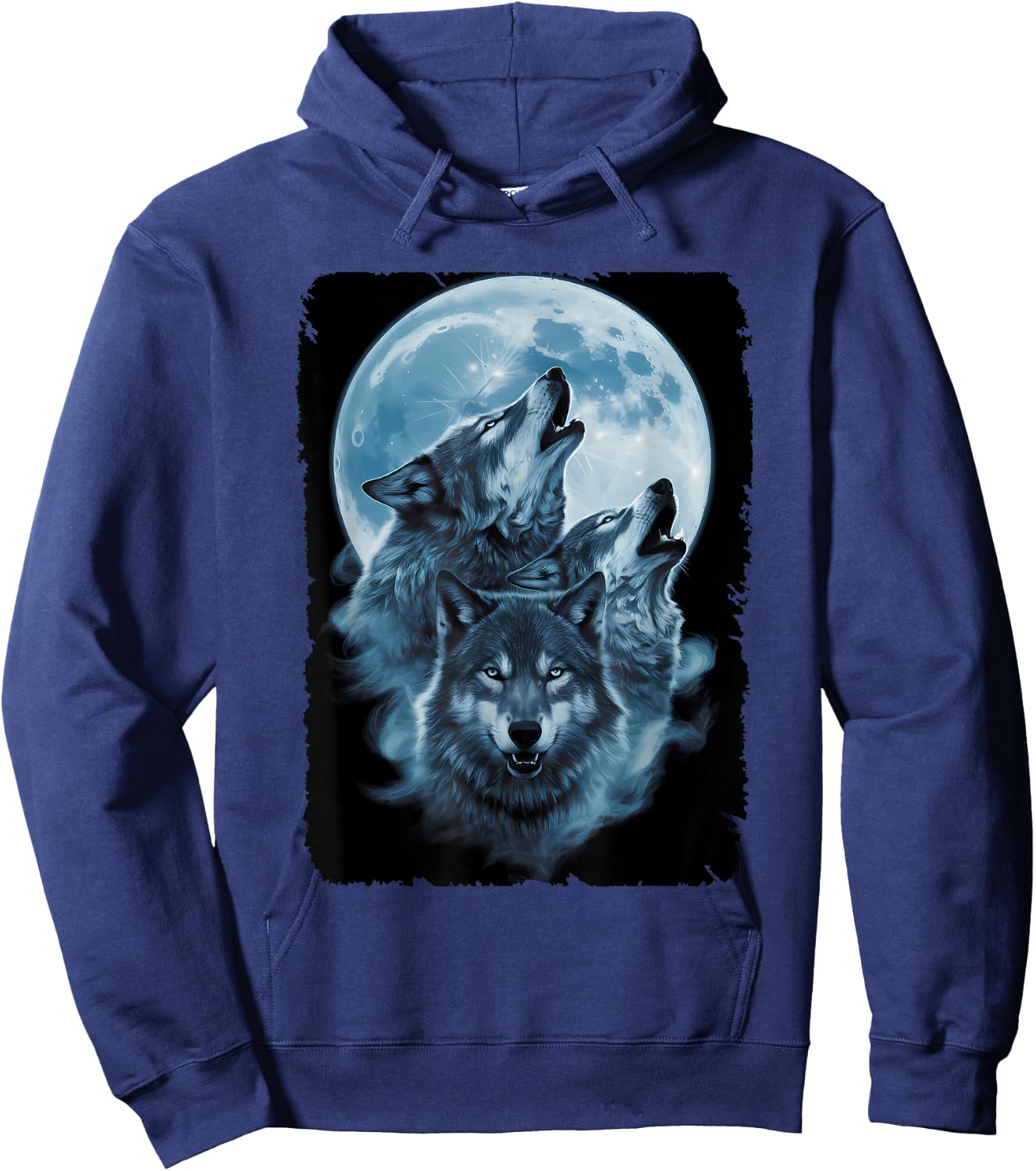 Wolf Lovers Animals Three Wolves Howling Full Moon Hoodie - Hoodie | Navy