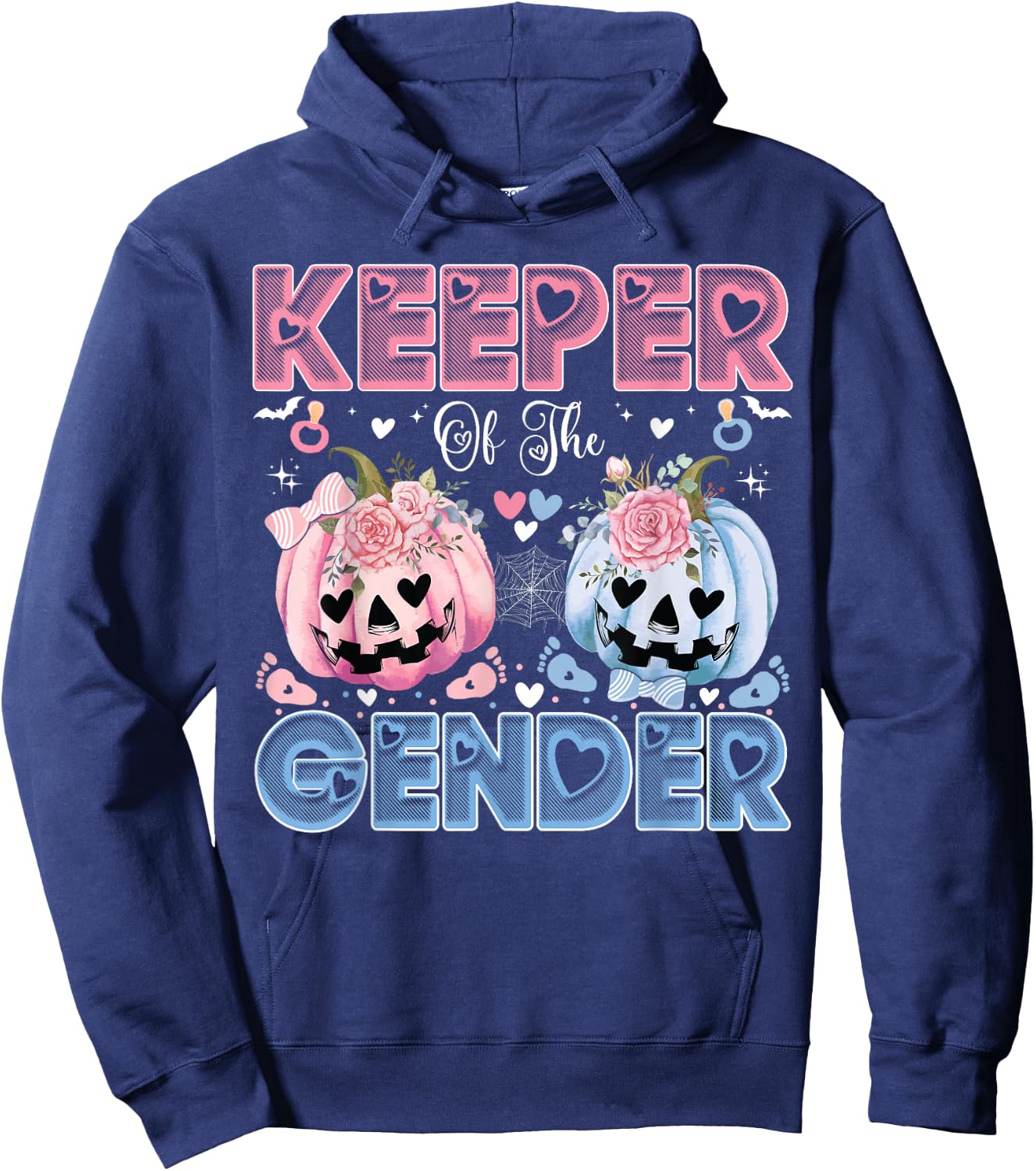 Keeper Of The Gender Pumpkin Halloween Baby Gender Reveal Hoodie - Hoodie | Navy