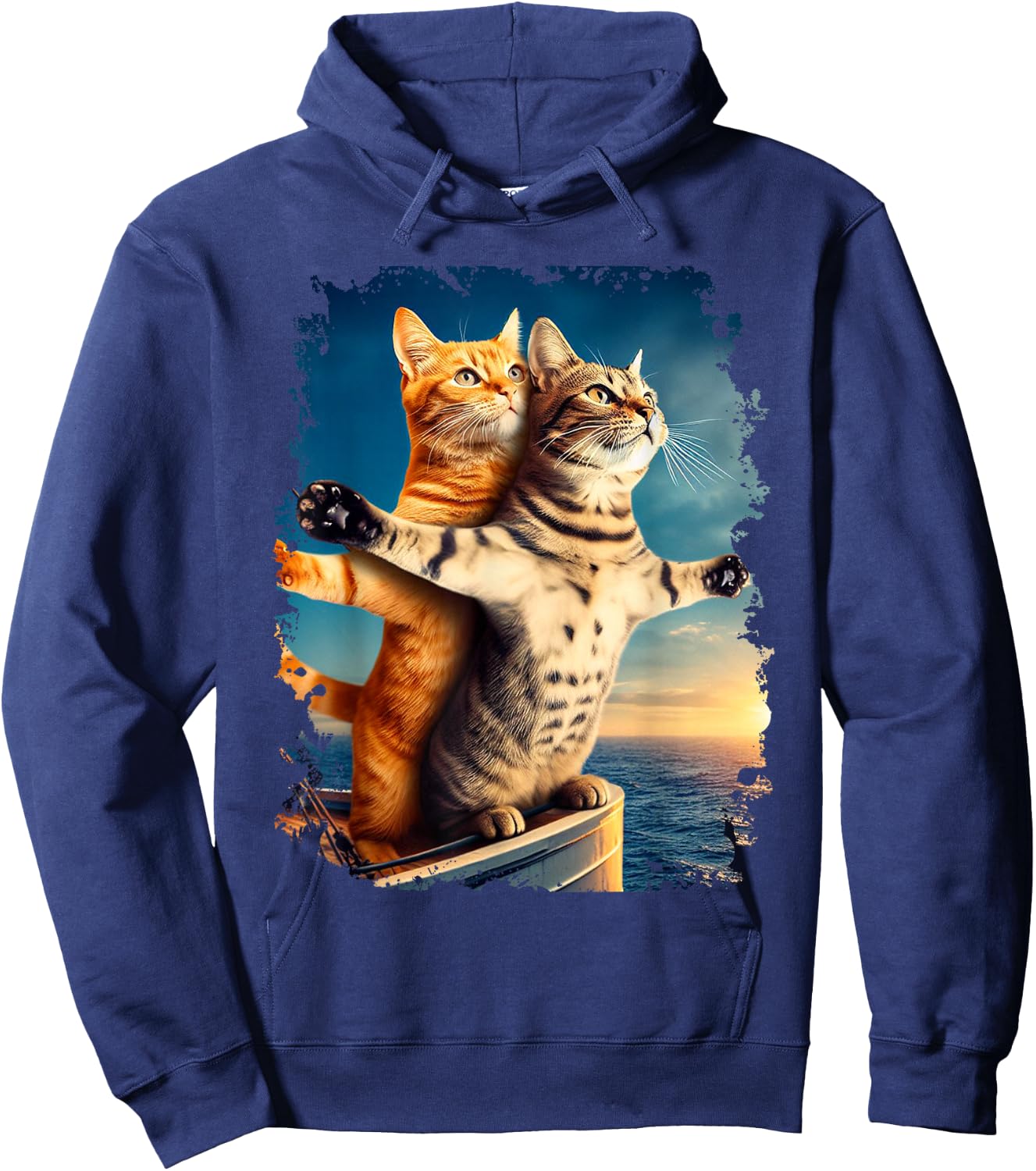 Titanic Meme Shirt for Kids Girls Funny Cat Titanic Hoodie - Hoodie | Navy