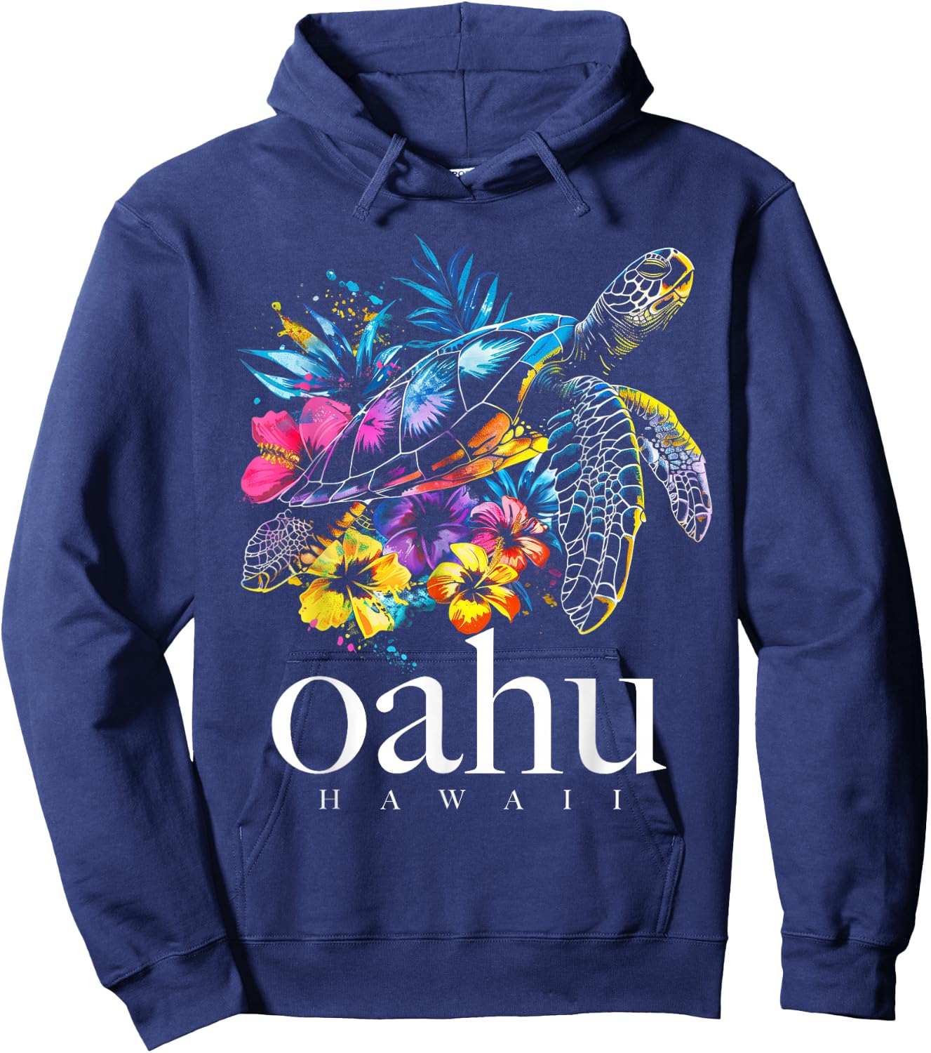 Oahu Hawaii Sea Turtle Hawaiian Surfer Souvenir Hoodie - Hoodie | Navy