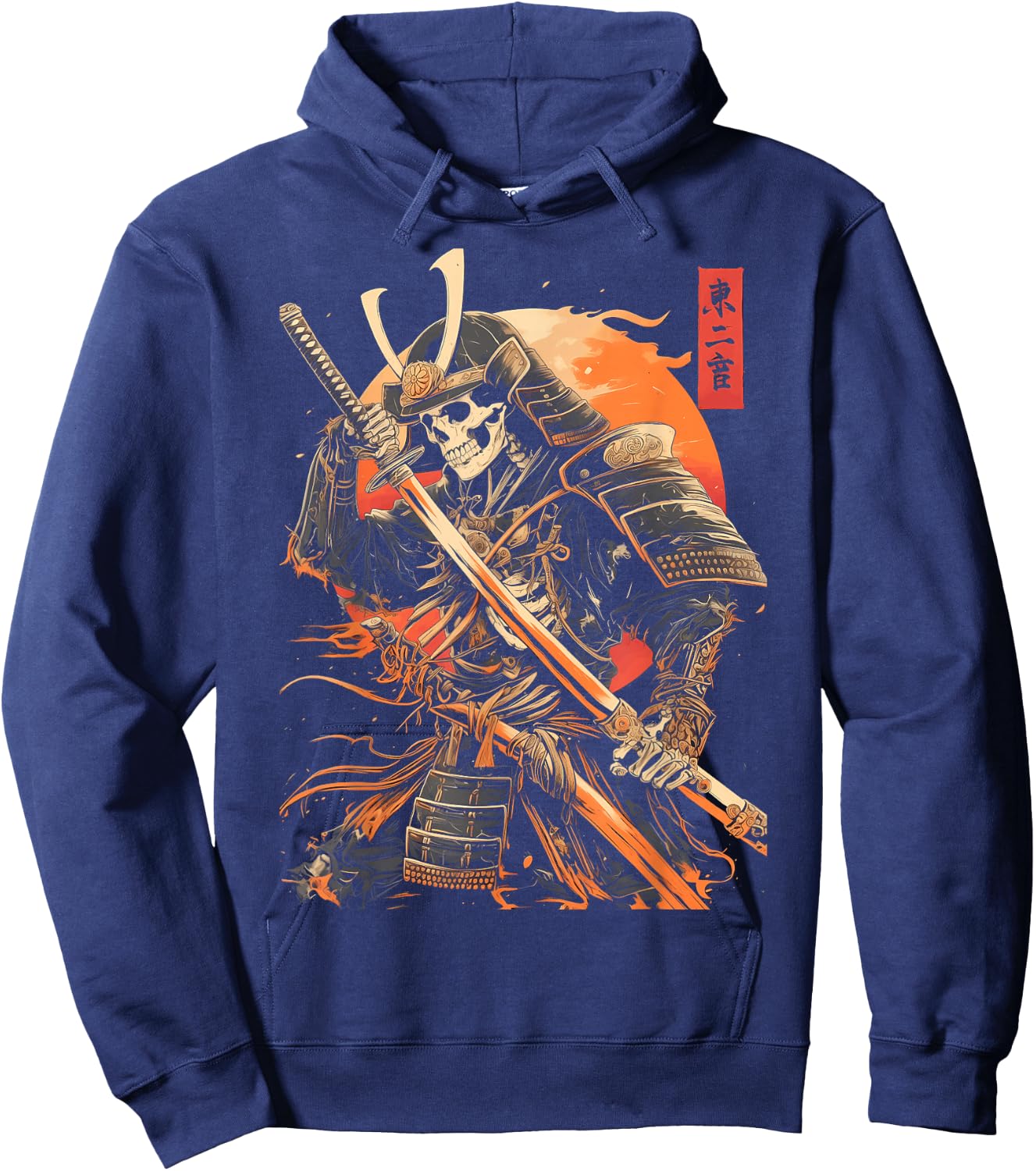 Samurai Skeleton Japanese Kanji Samurai Warrior Skeleton Hoodie - Hoodie | Navy