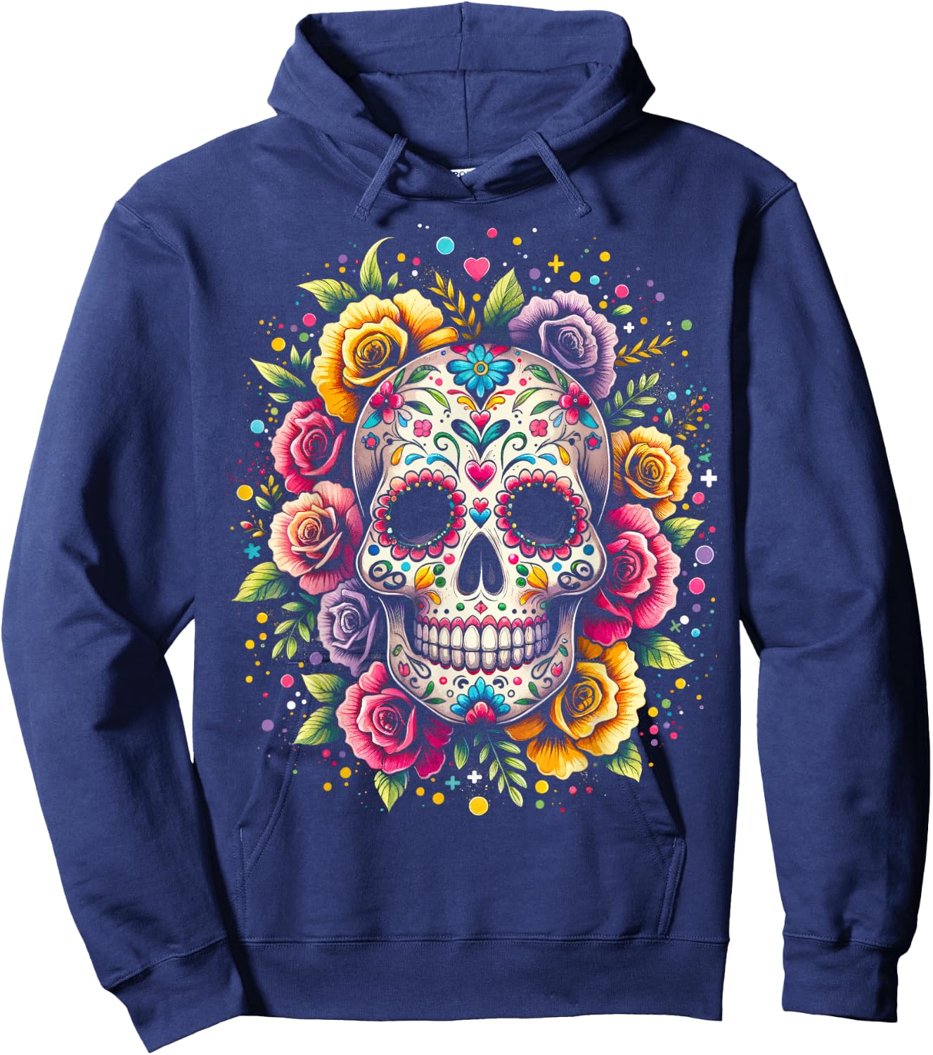 De Los Muertos Day of the Dead Sugar Skull Halloween Women Hoodie - Hoodie | Navy