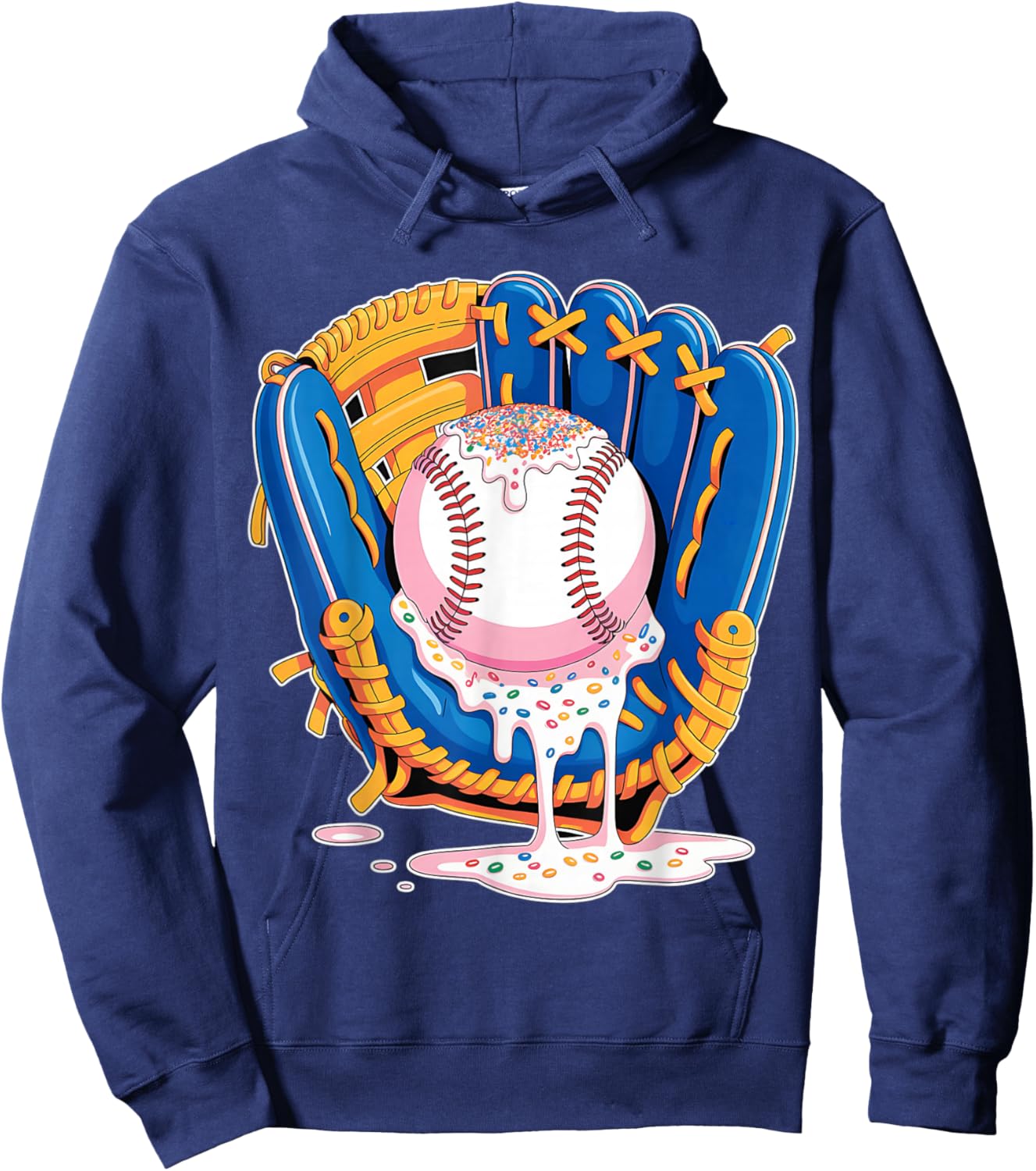 Baseball Drip Ice Cream Sprinkles Baseball Glove Hoodie - Hoodie | Navy