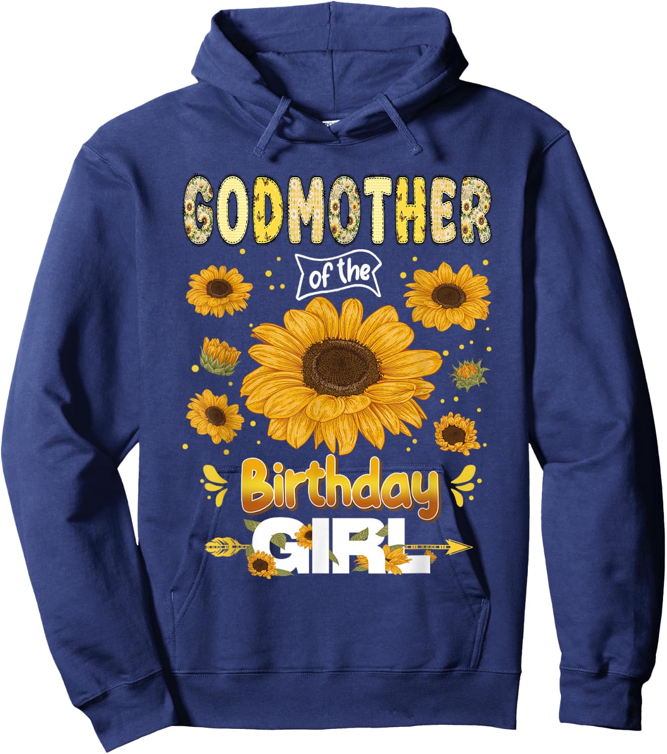 Godmother of The Bday Girl Sunflower Party Family Matching Hoodie - Hoodie | Navy