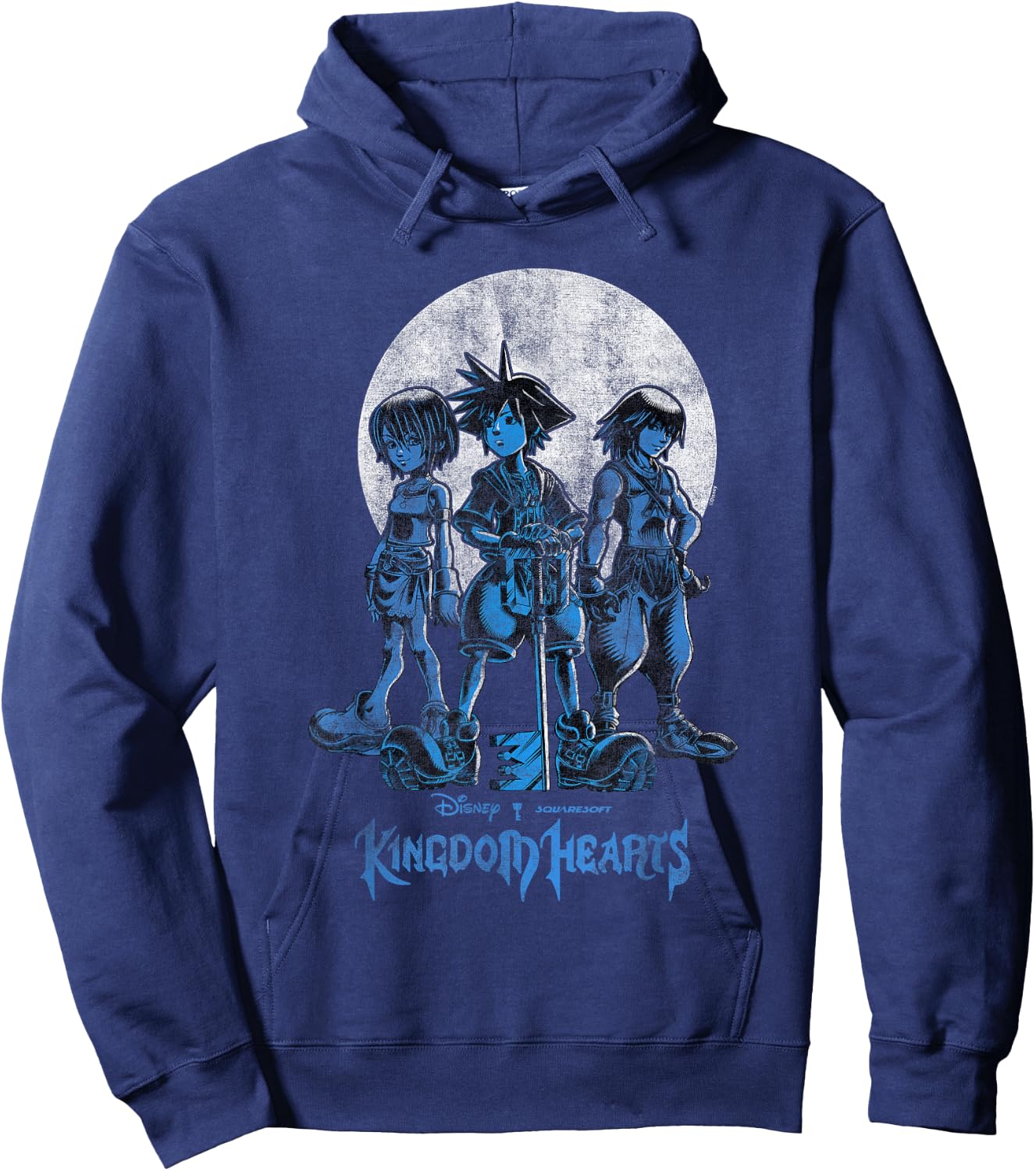 Disney Kingdom Hearts Moon Friendship Trio Distressed Logo Hoodie - Hoodie | Navy
