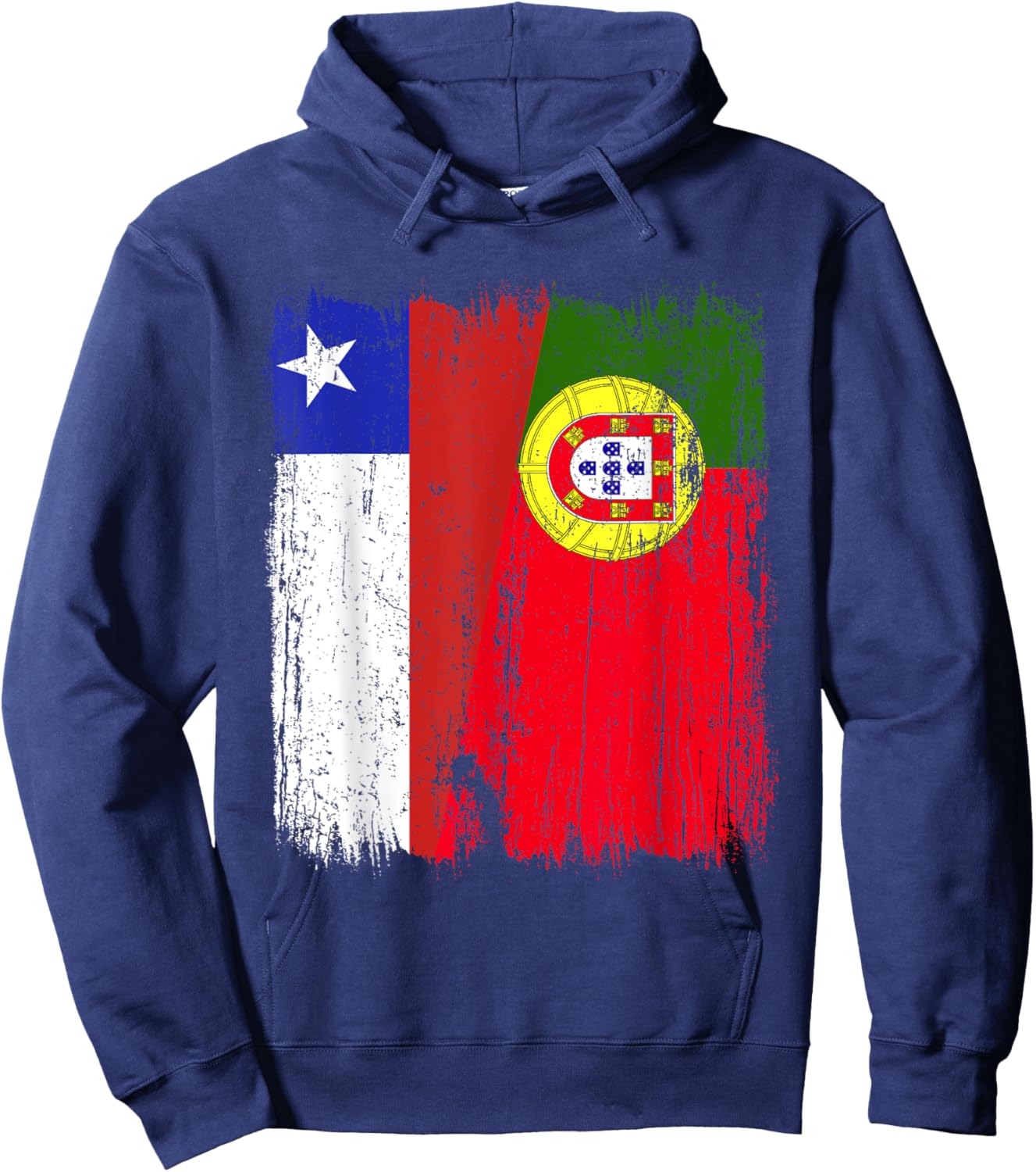 Chilean Portuguese Half Flag Chile Portugal Jersey Hoodie - Hoodie | Navy