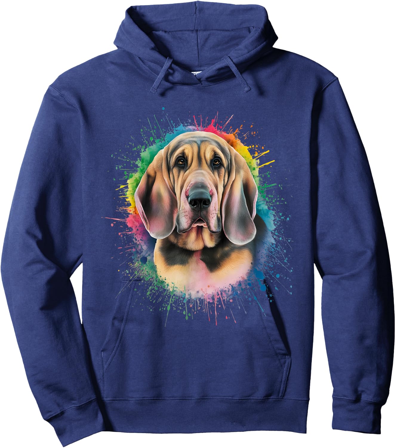 Men Woman Colorful Watercolor Bloodhound Hoodie - Hoodie | Navy