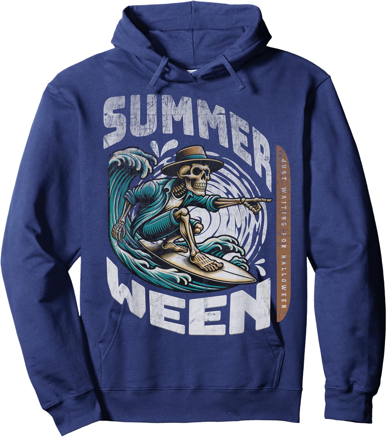 Summerween Halloween Skeleton Summer Vibes Surfing Ghost Men Women Kids Hoodie - Hoodie | Navy