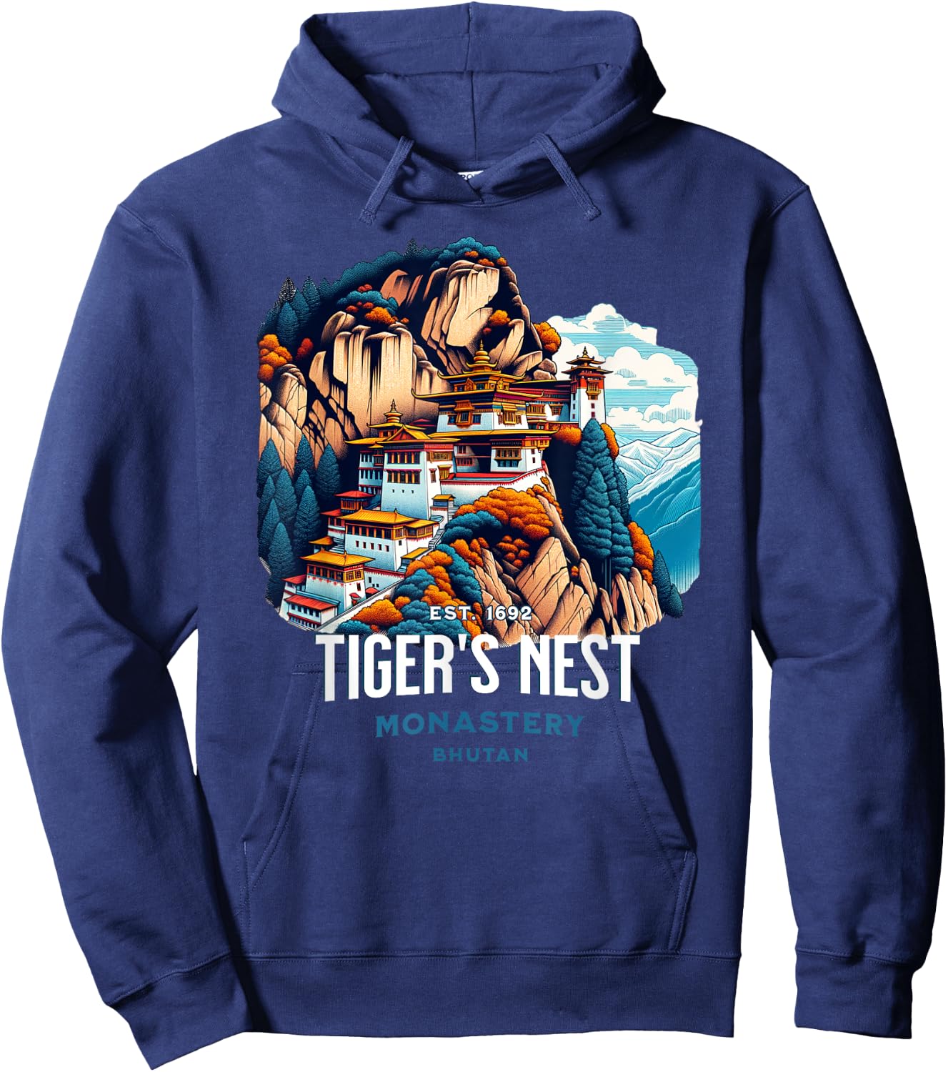 Tiger's Nest Monastery Bhutan Paro Himalayan Culture Hiking Hoodie - Hoodie | Navy