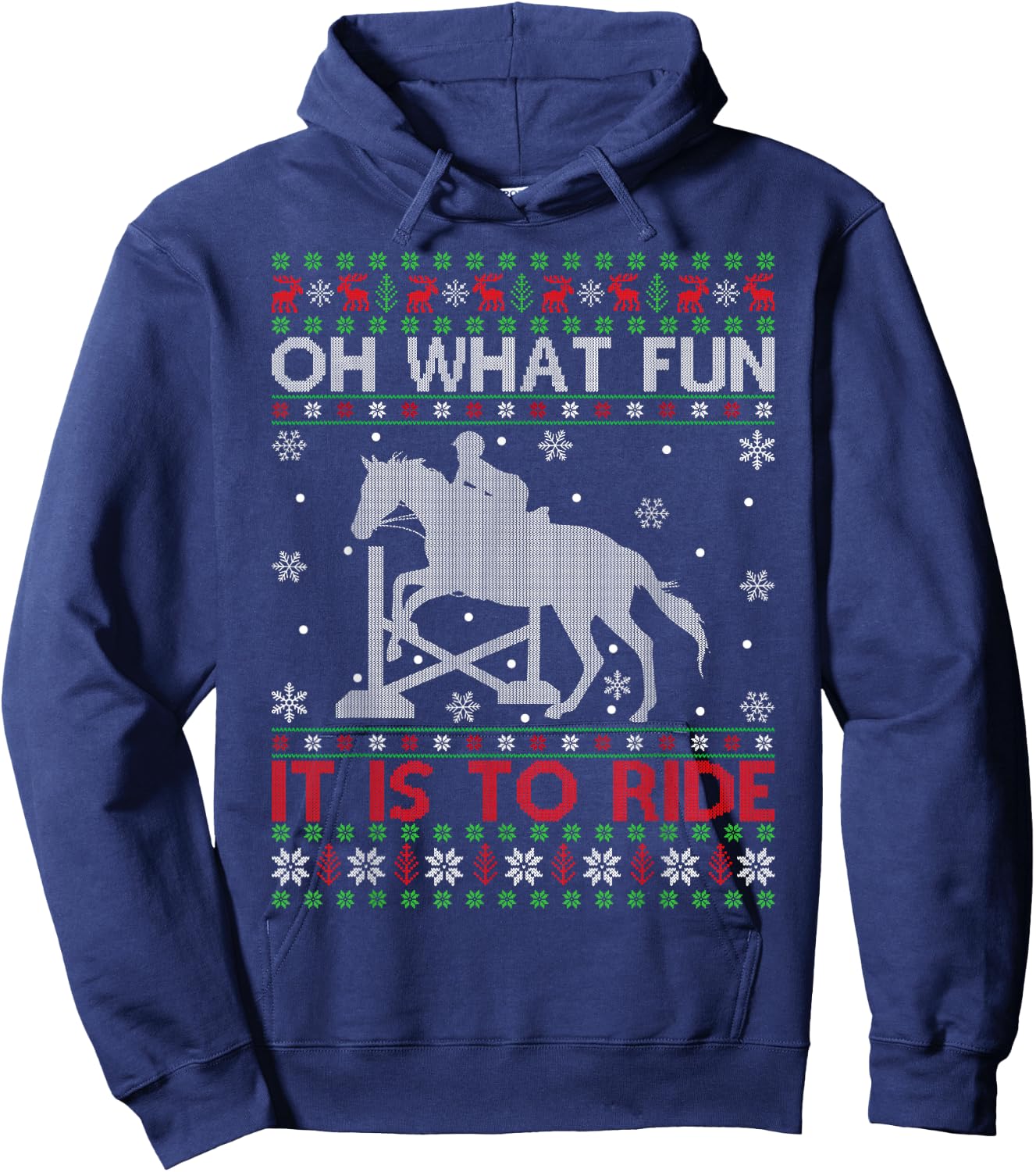 Oh What Fun It Is To Ride Horse Ugly Horse Christmas Hoodie - Hoodie | Navy
