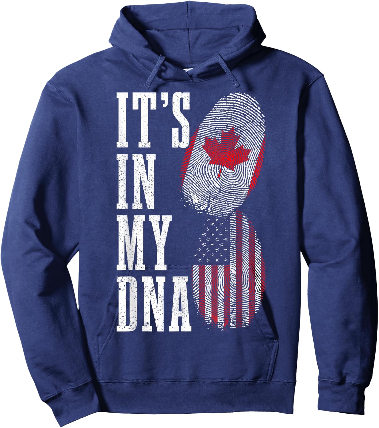 Canada USA It's In My DNA Canadian American Flag Pride Hoodie - Hoodie | Navy