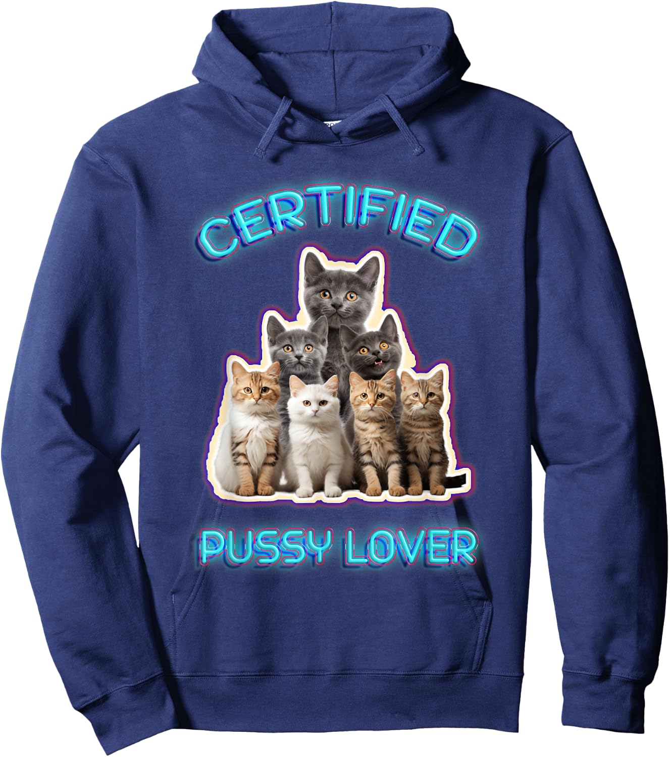 Certified-Pussy Lover Inappropriate Embarrassing Cat Lover Hoodie - Hoodie | Navy