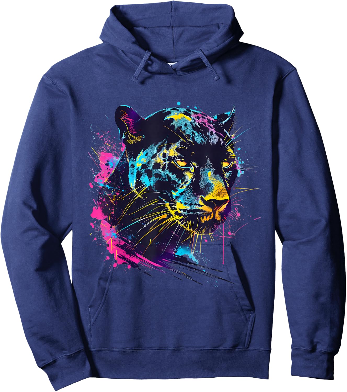 Panther Portrait Panther Lover Colourful Artwork Wildlife Hoodie - Hoodie | Navy