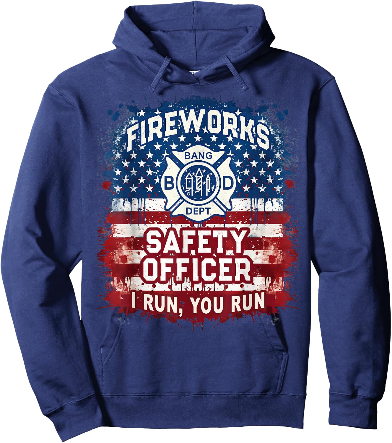 USA Flag FIREWORKS SAFETY OFFICER Director Pyro Tech Boom Hoodie - Hoodie | Navy