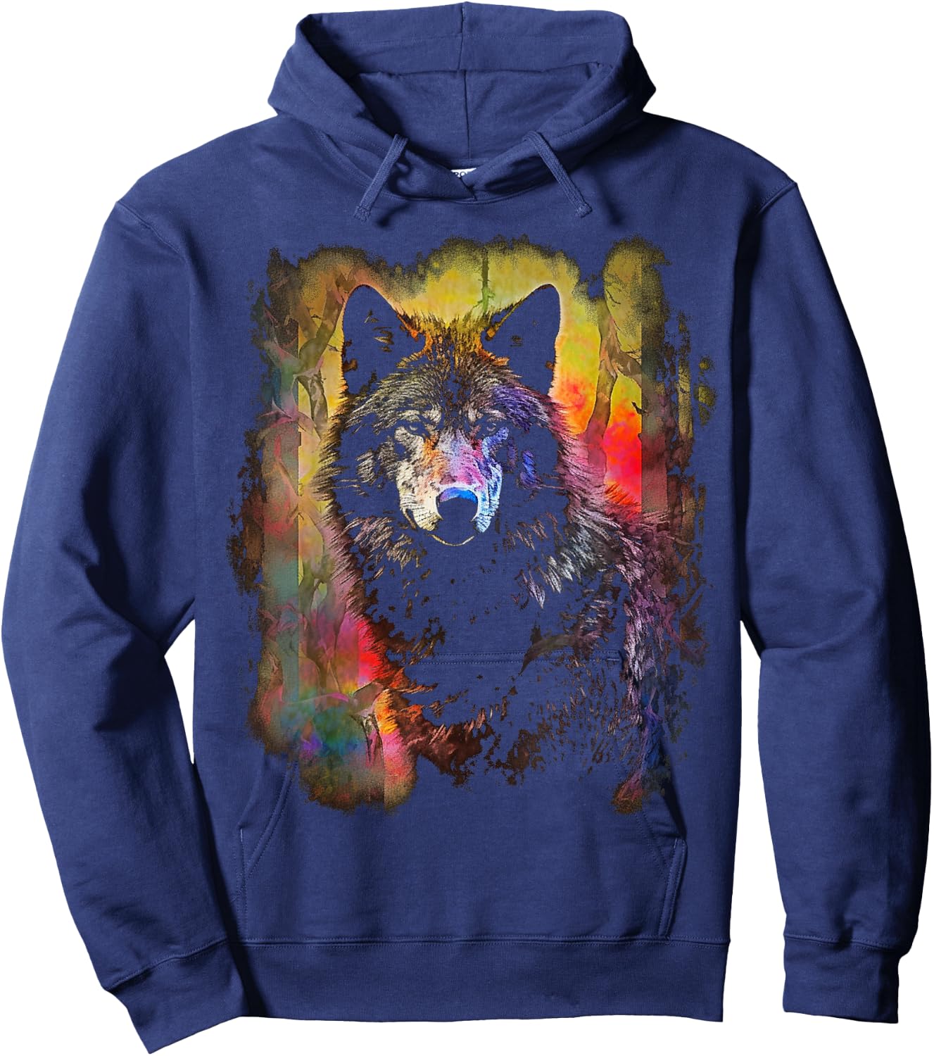 Wolf Colourful Art | Animal Lover Wolf Hoodie - Hoodie | Navy